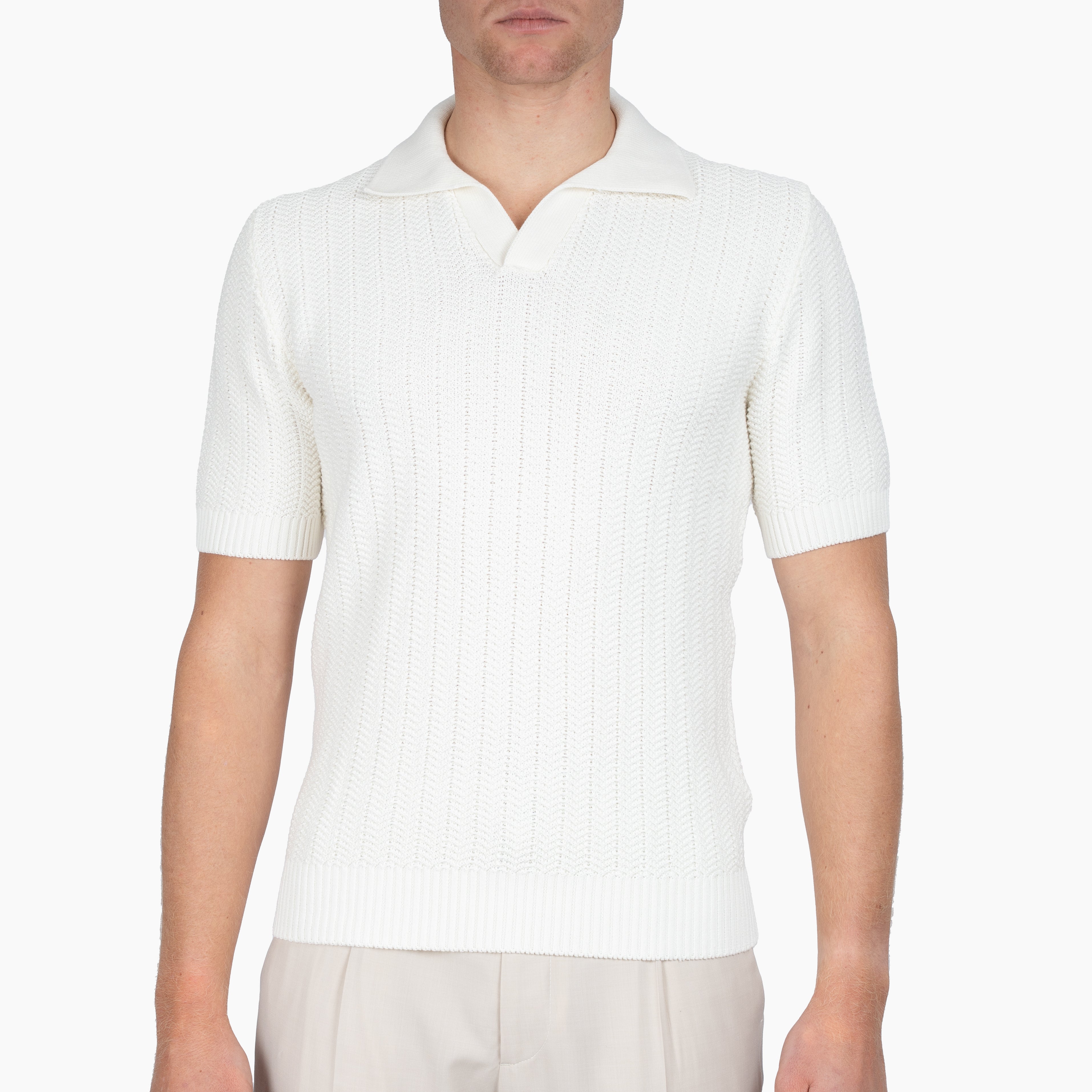 Gran Sasso Polo Buttonless Kraag Crème | Cotton