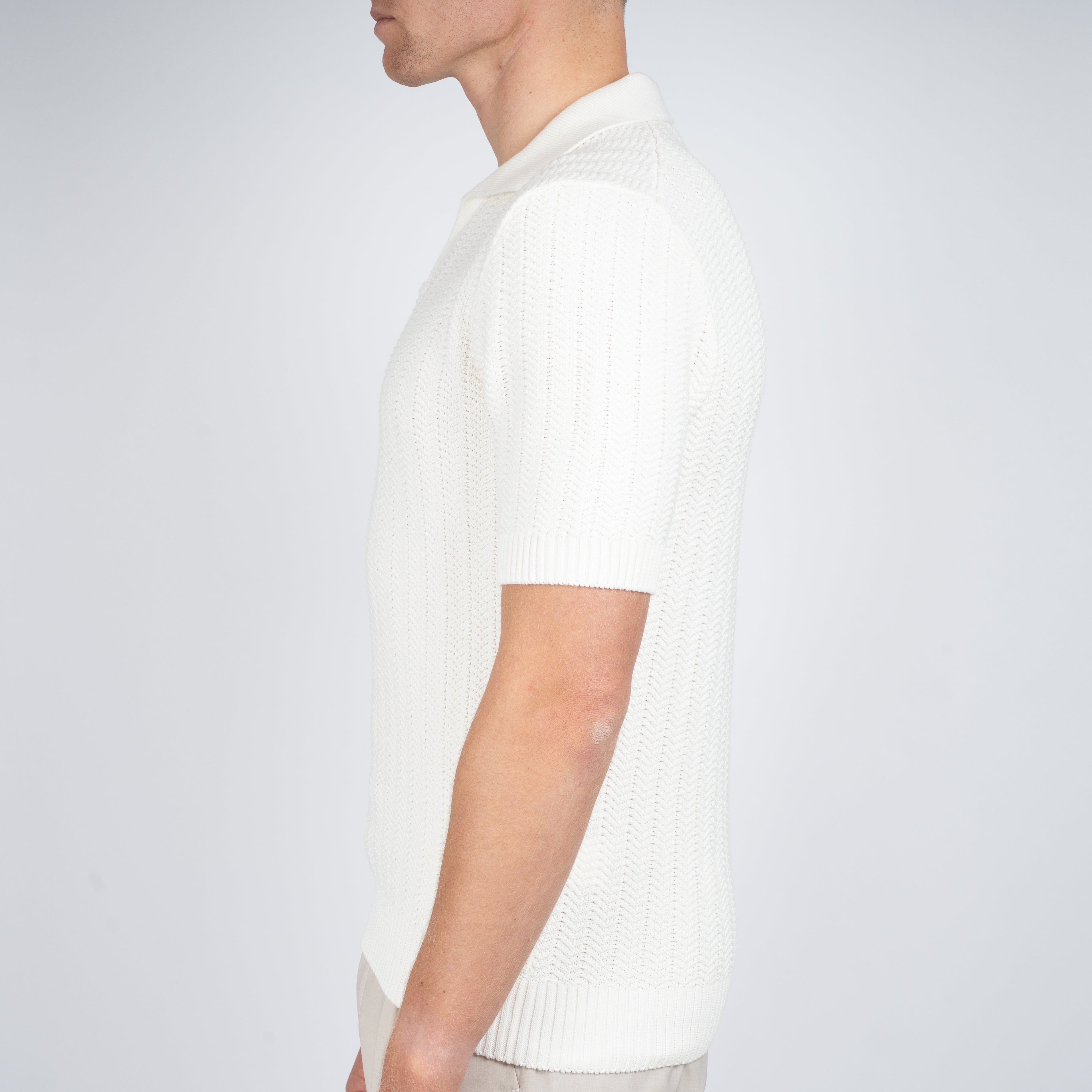 Gran Sasso Polo Buttonless Kraag Crème | Cotton