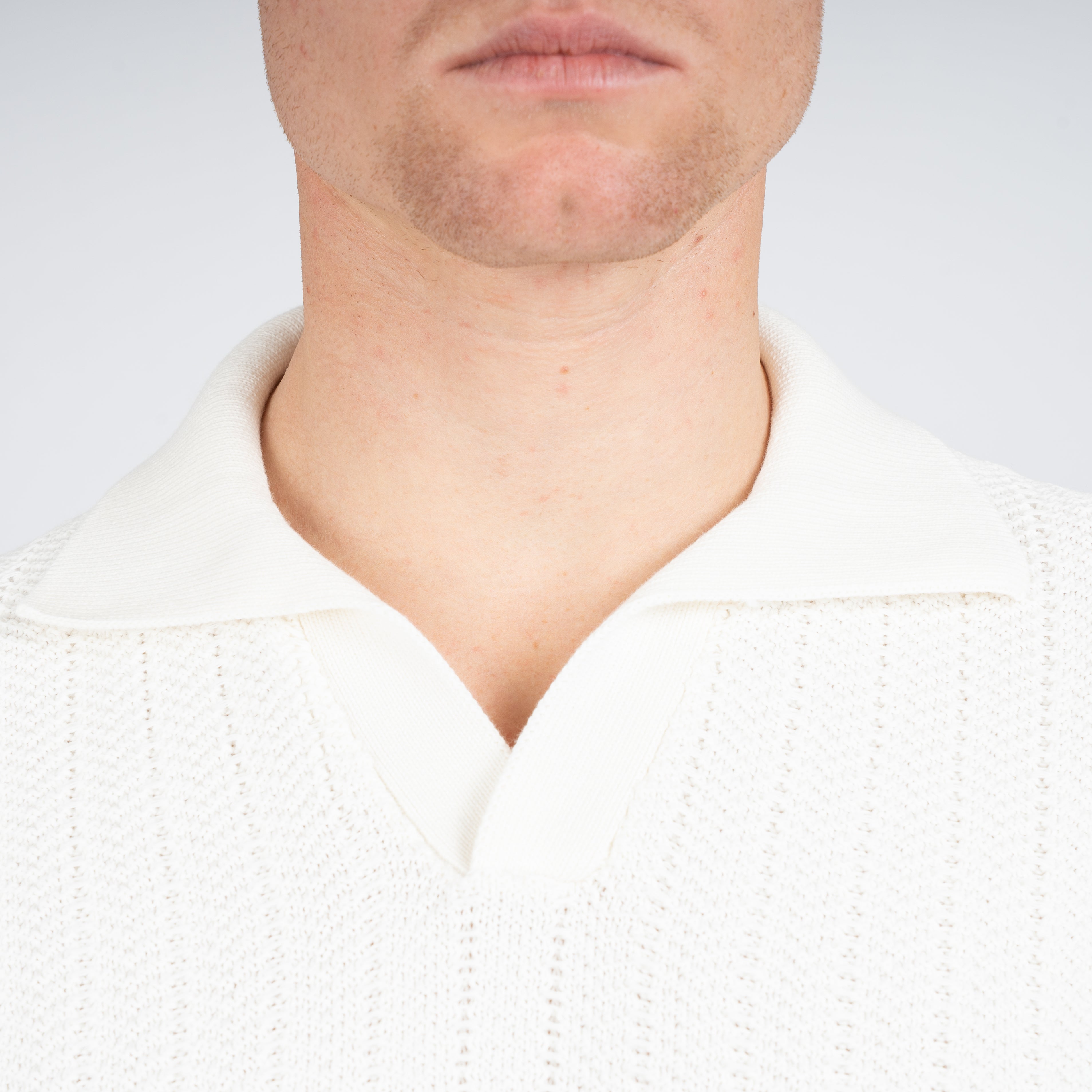 Gran Sasso Polo Buttonless Kraag Crème | Cotton