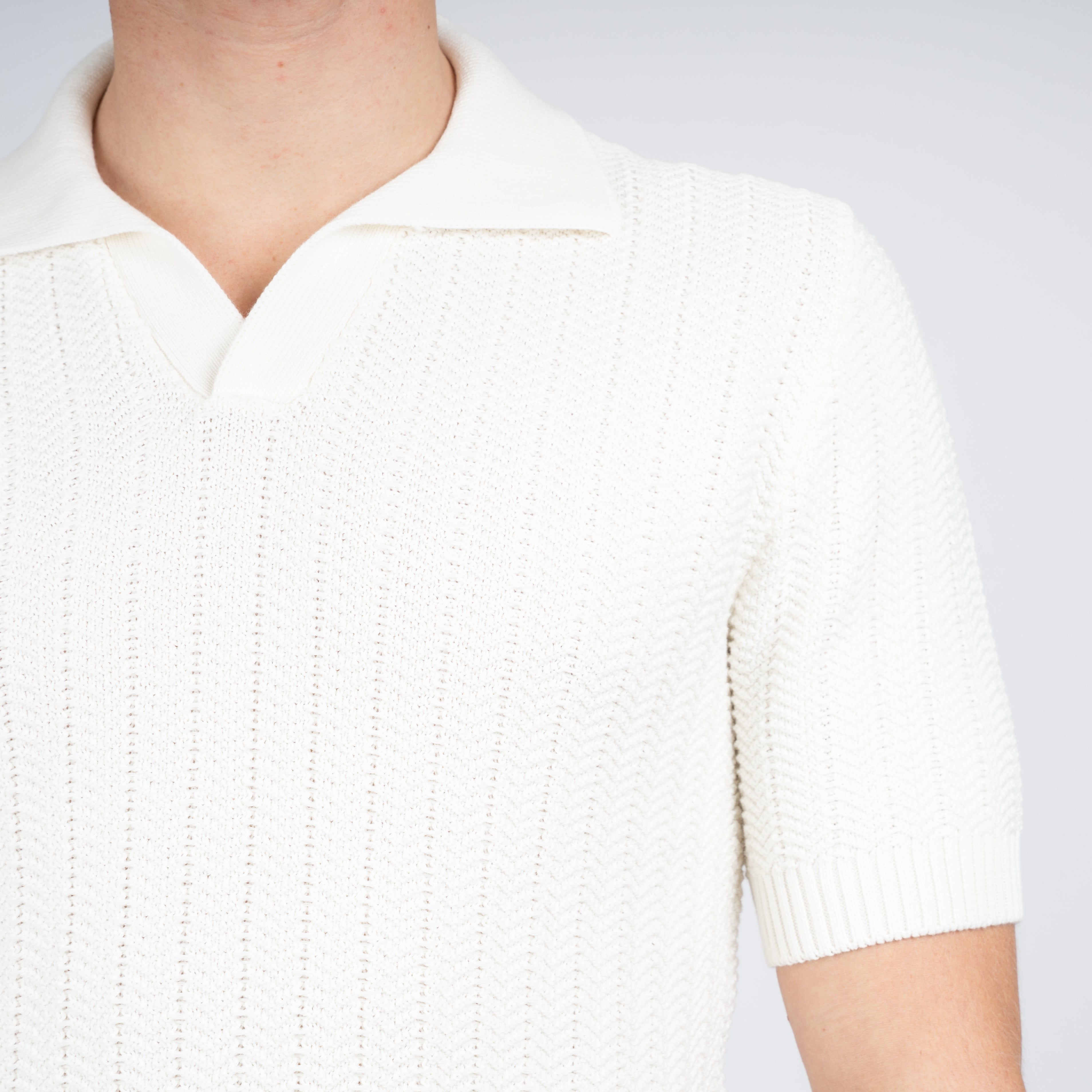 Gran Sasso Polo Buttonless Kraag Crème | Cotton