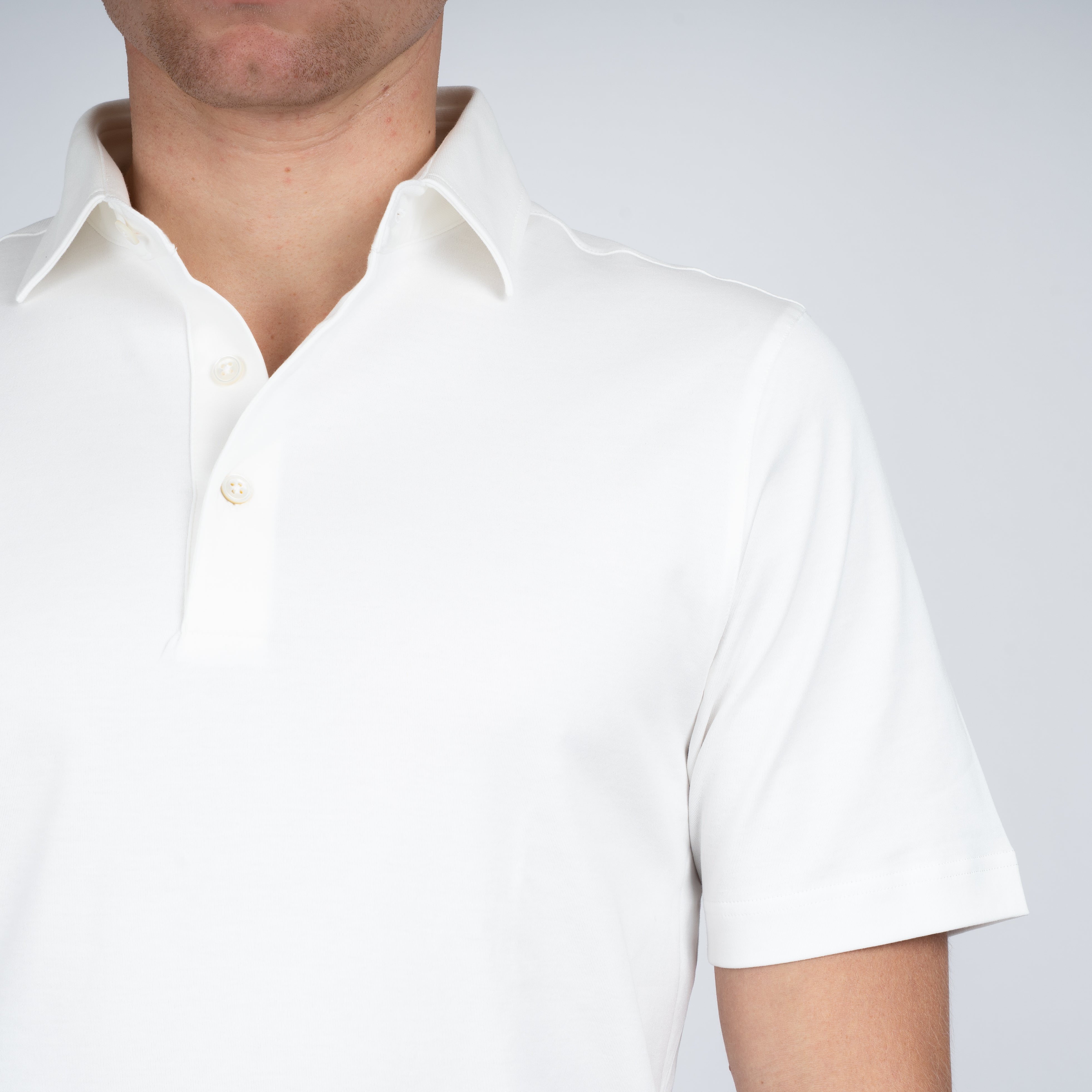 Gran Sasso Polo Wit | Mercerized Cotton