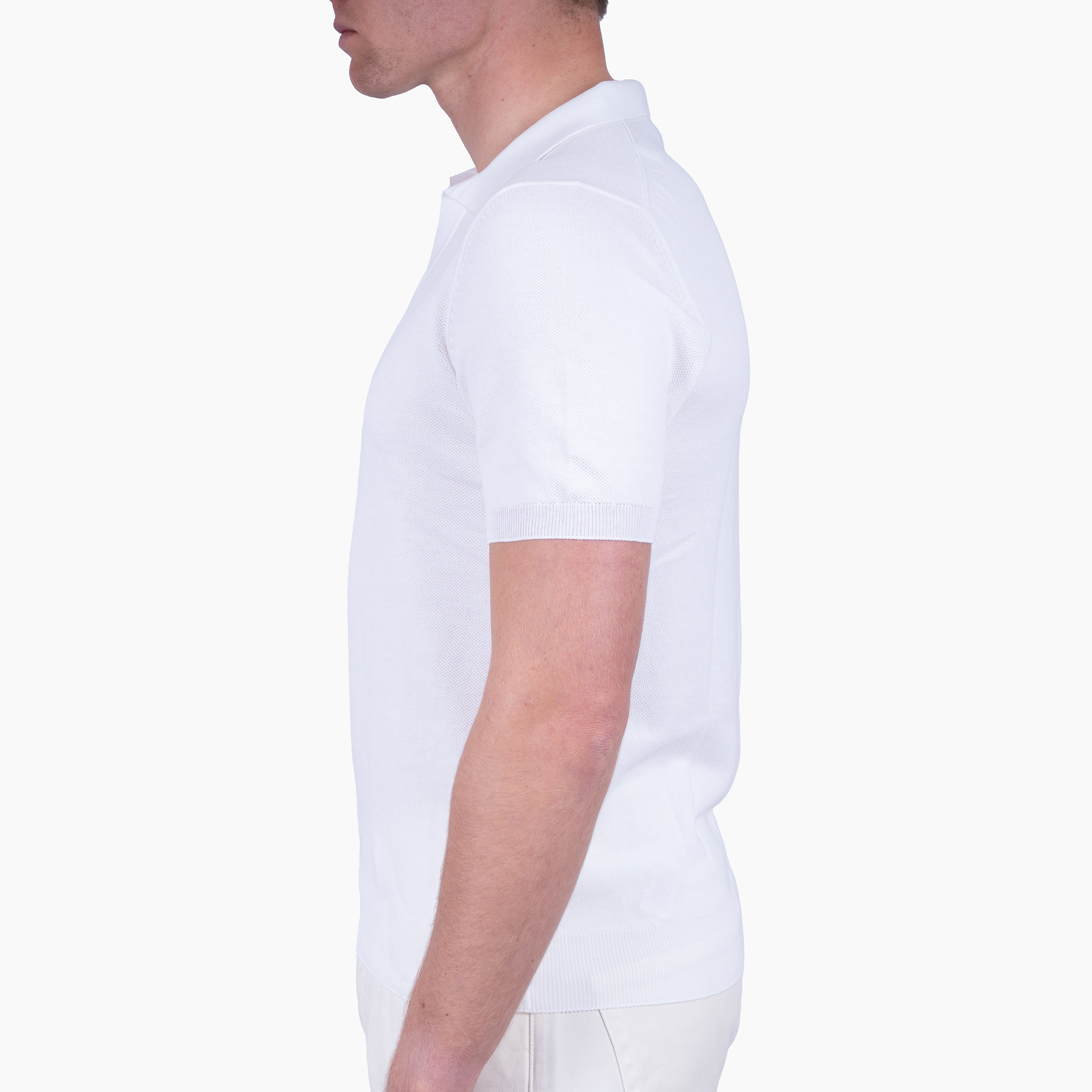 Gran Sasso Polo Buttonless Kraag Wit | Fresh Cotton