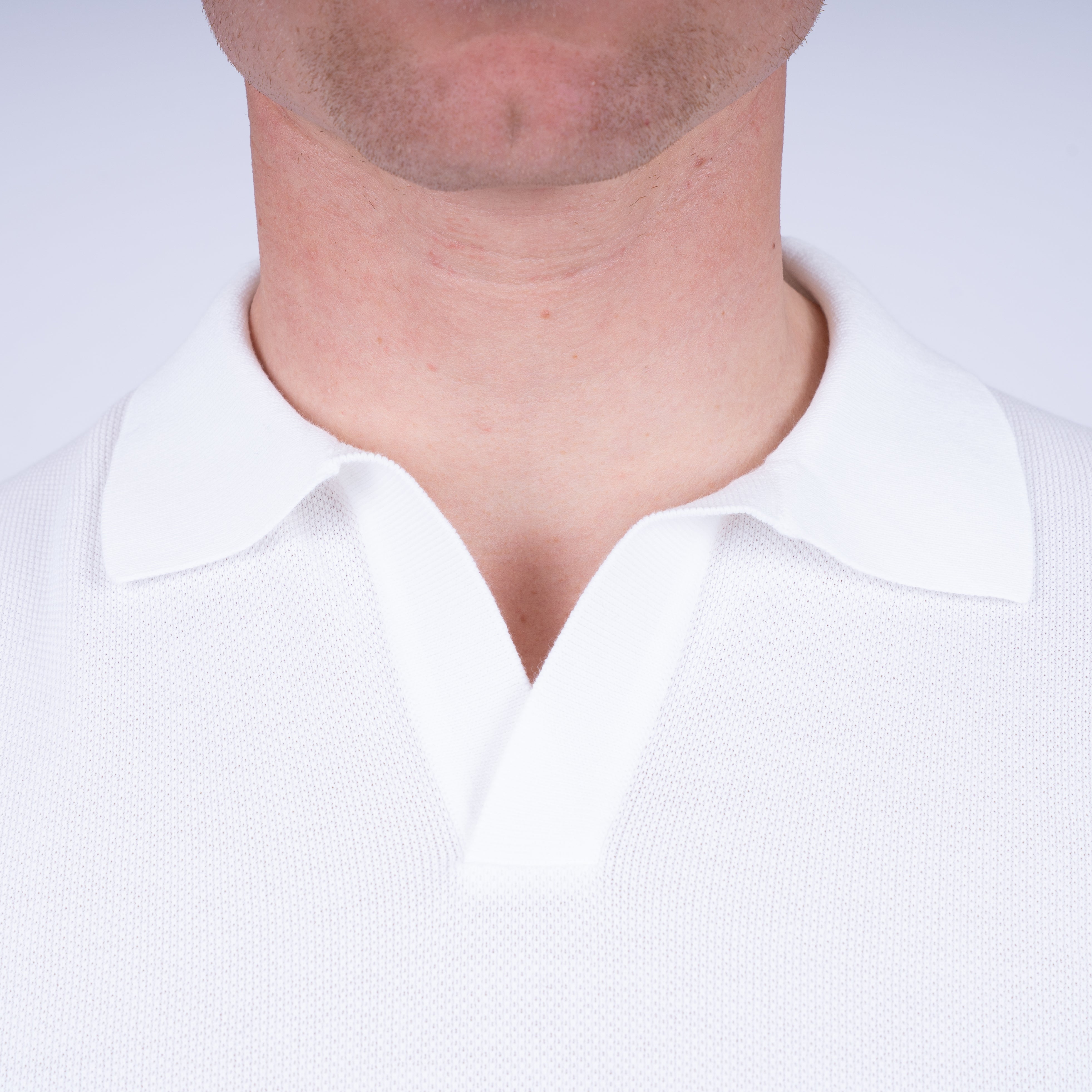 Gran Sasso Polo Buttonless Kraag Wit | Fresh Cotton