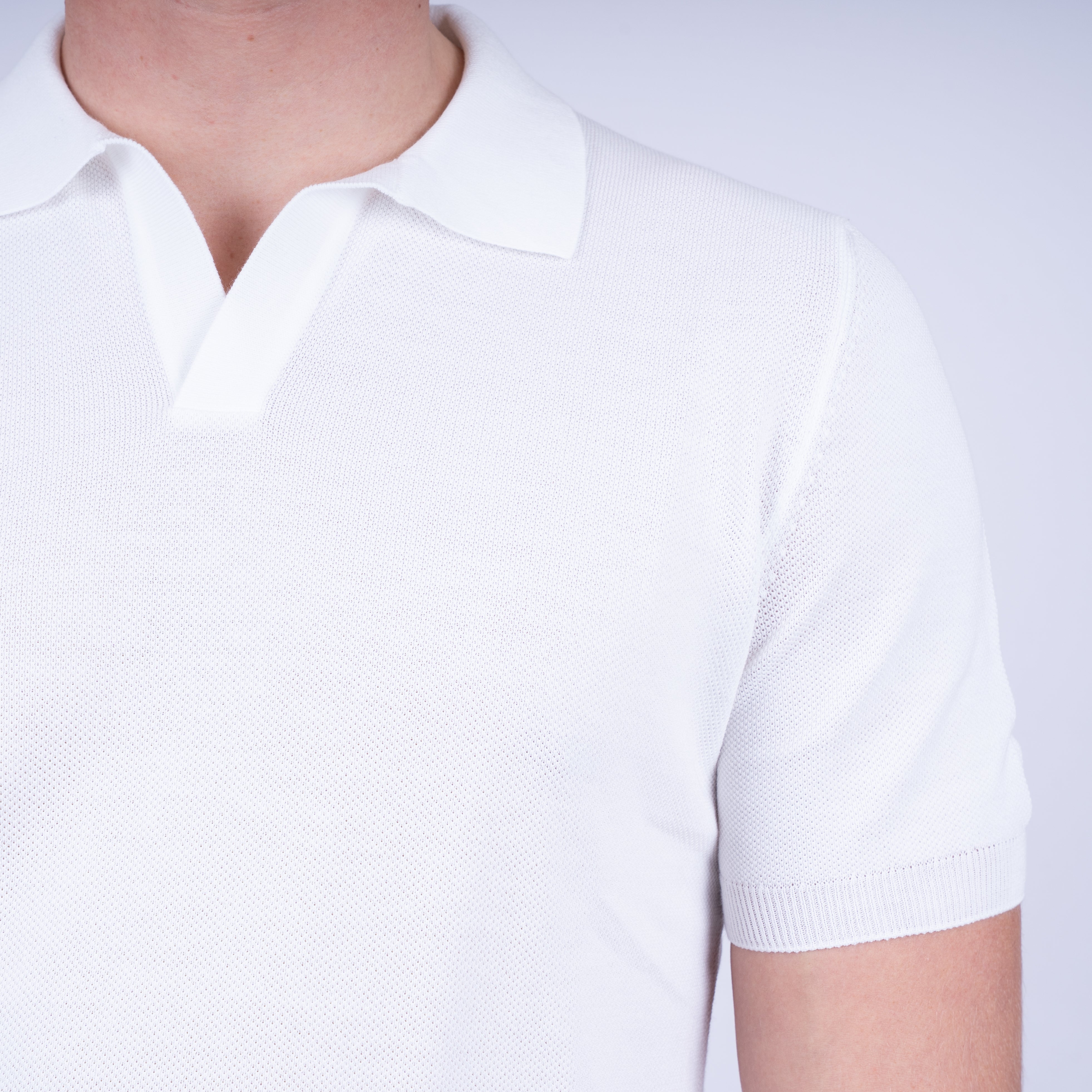 Gran Sasso Polo Buttonless Kraag Wit | Fresh Cotton