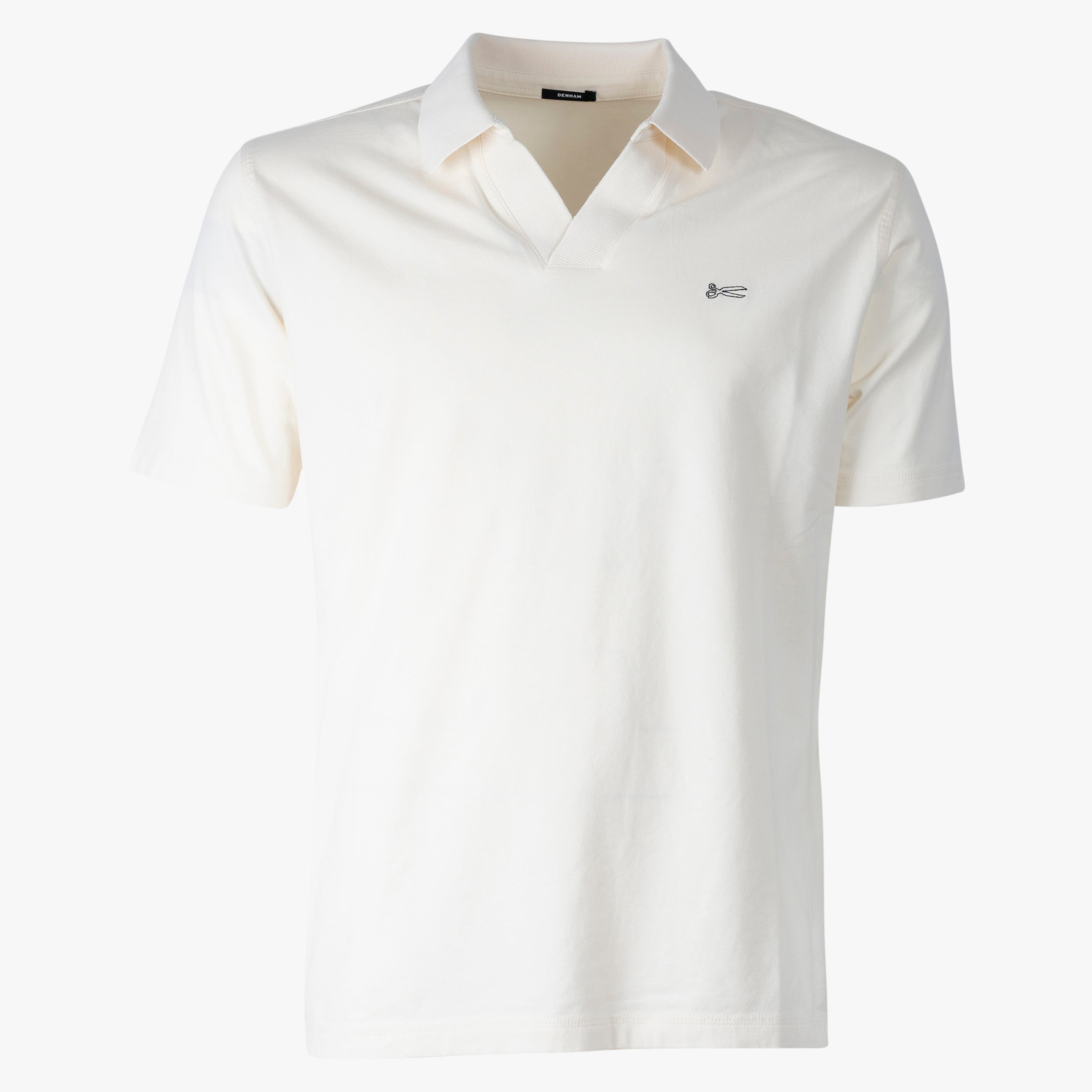 Denham Polo Wit | Scissor Open Collar