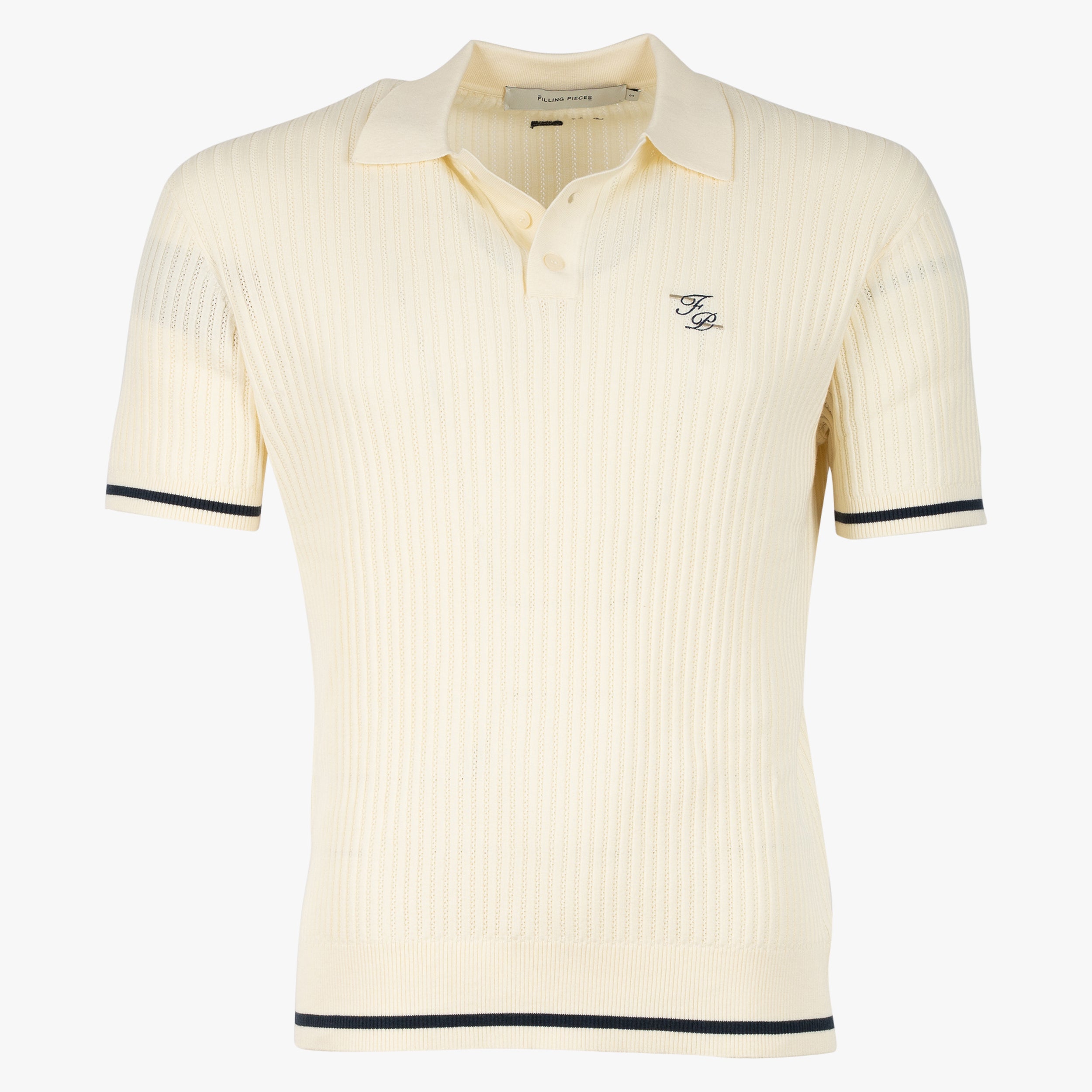 Filling Pieces Gebreide Polo Crème | Fine Knit