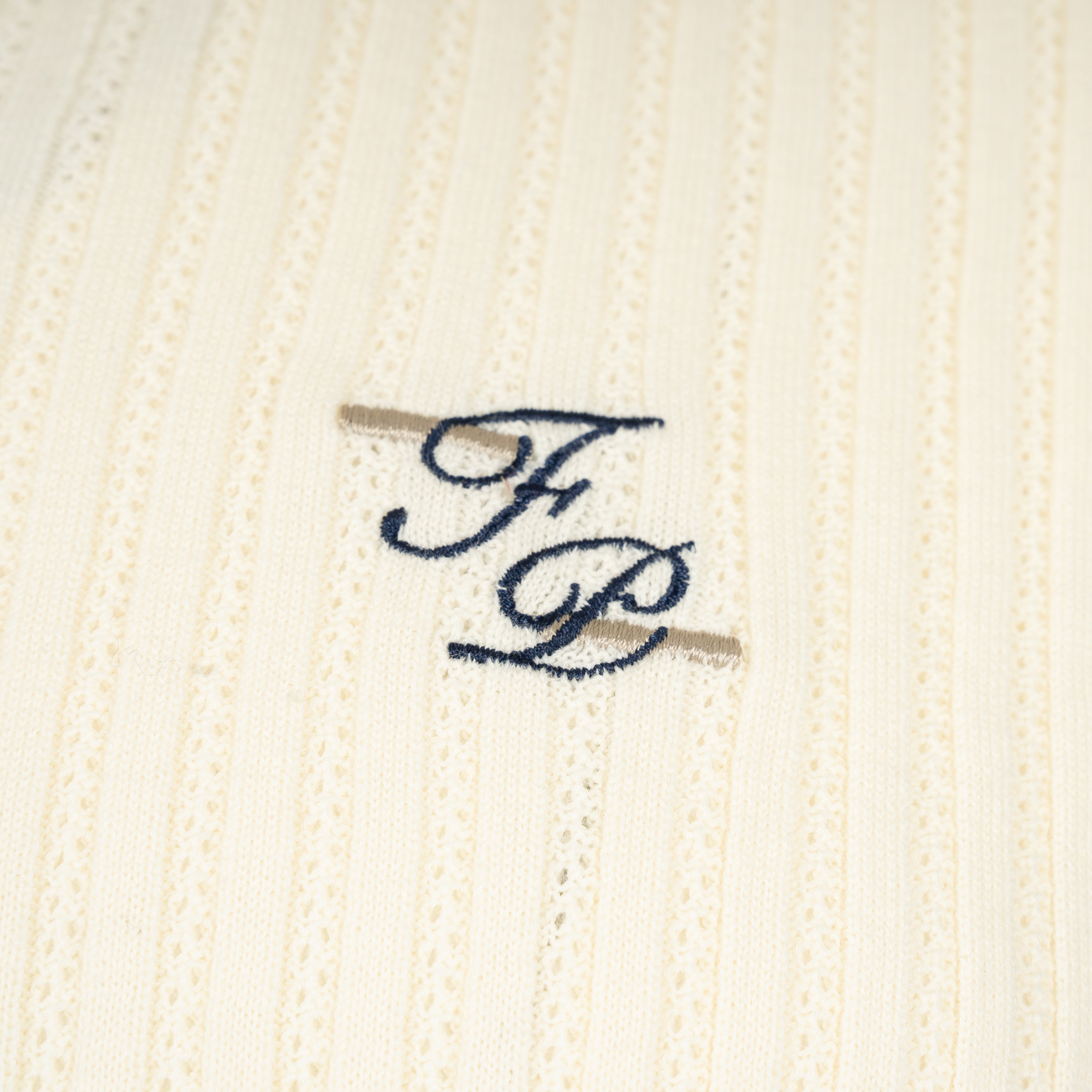 Filling Pieces Gebreide Polo Crème | Fine Knit