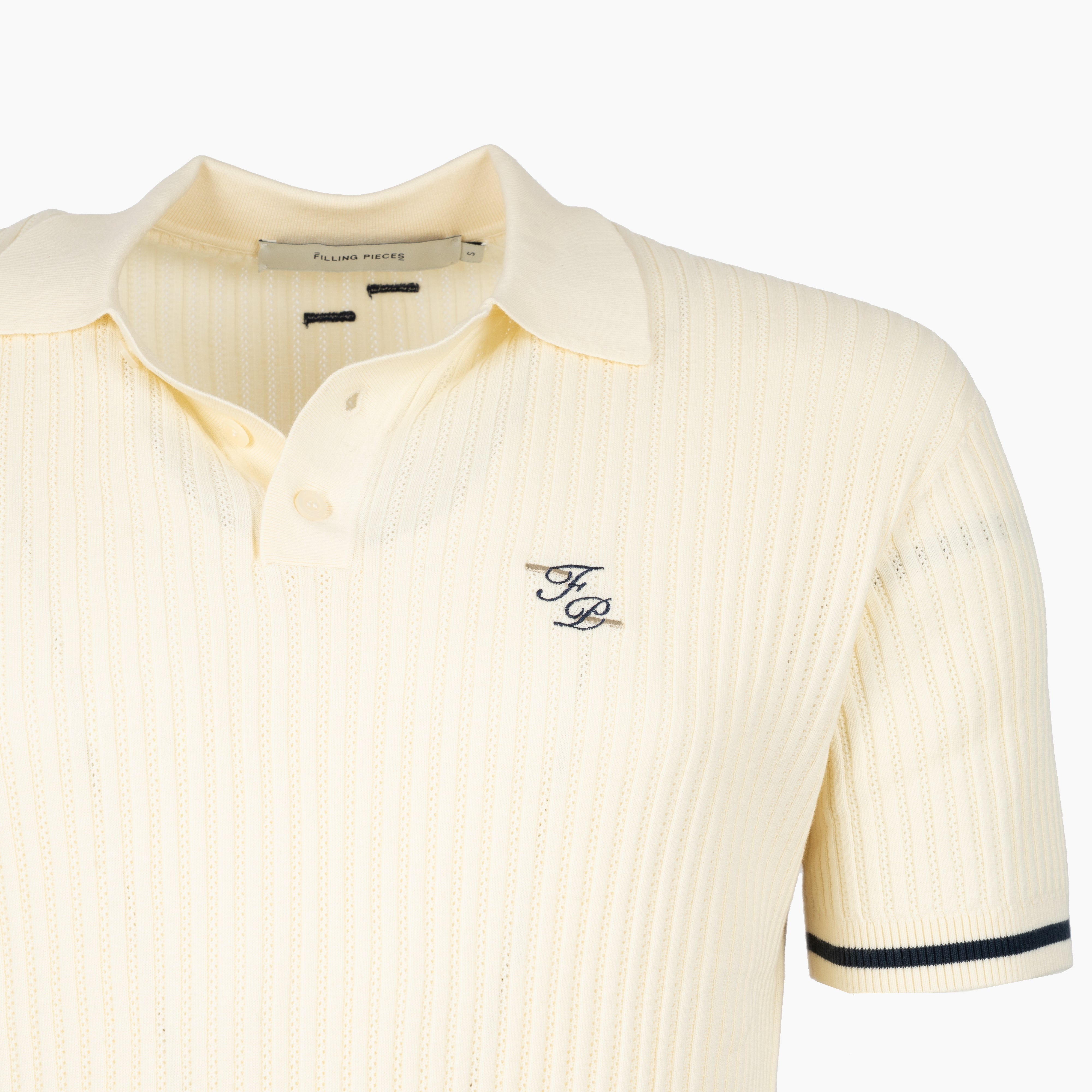 Filling Pieces Gebreide Polo Crème | Fine Knit