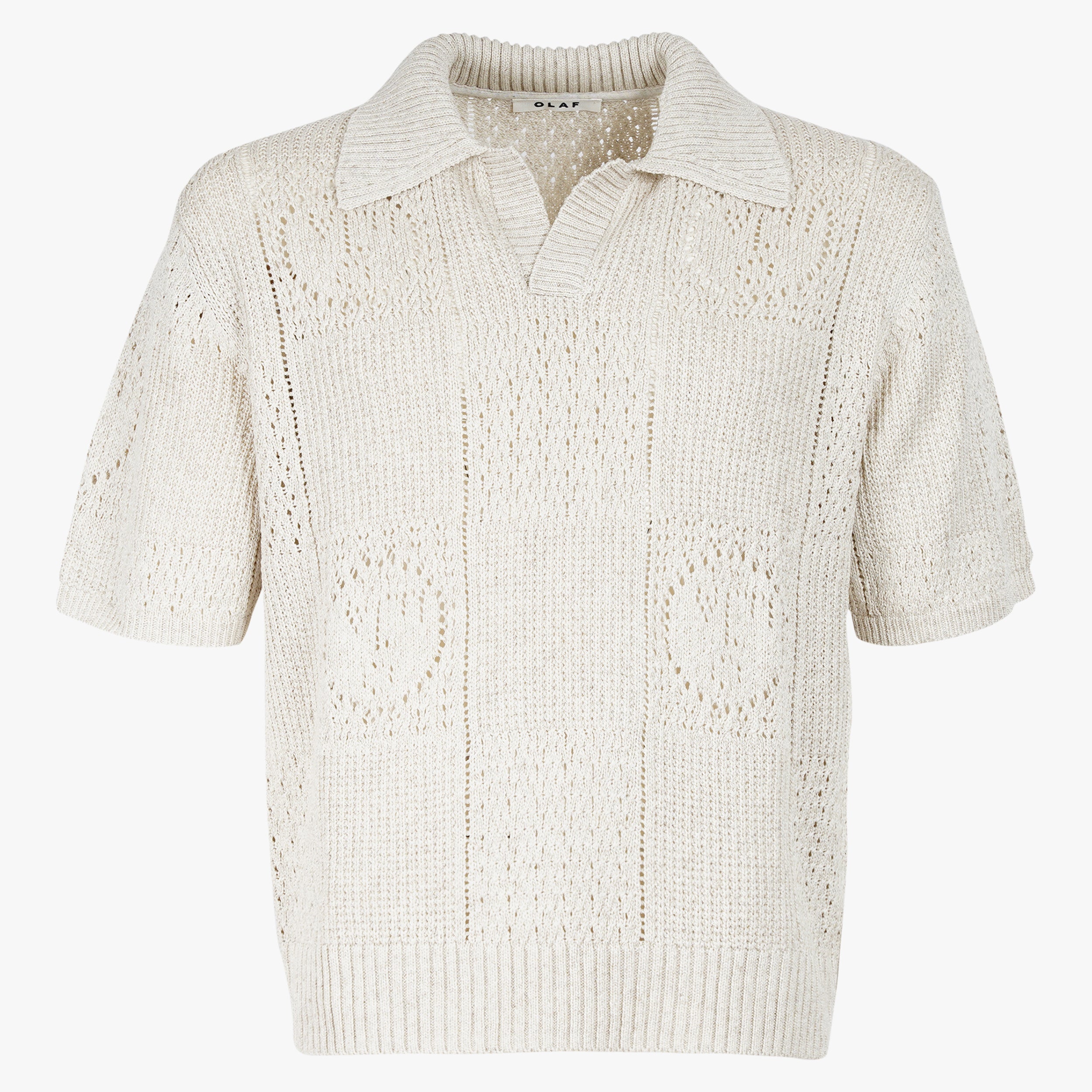 Olaf Gebreide Polo Off-White | Face Logo