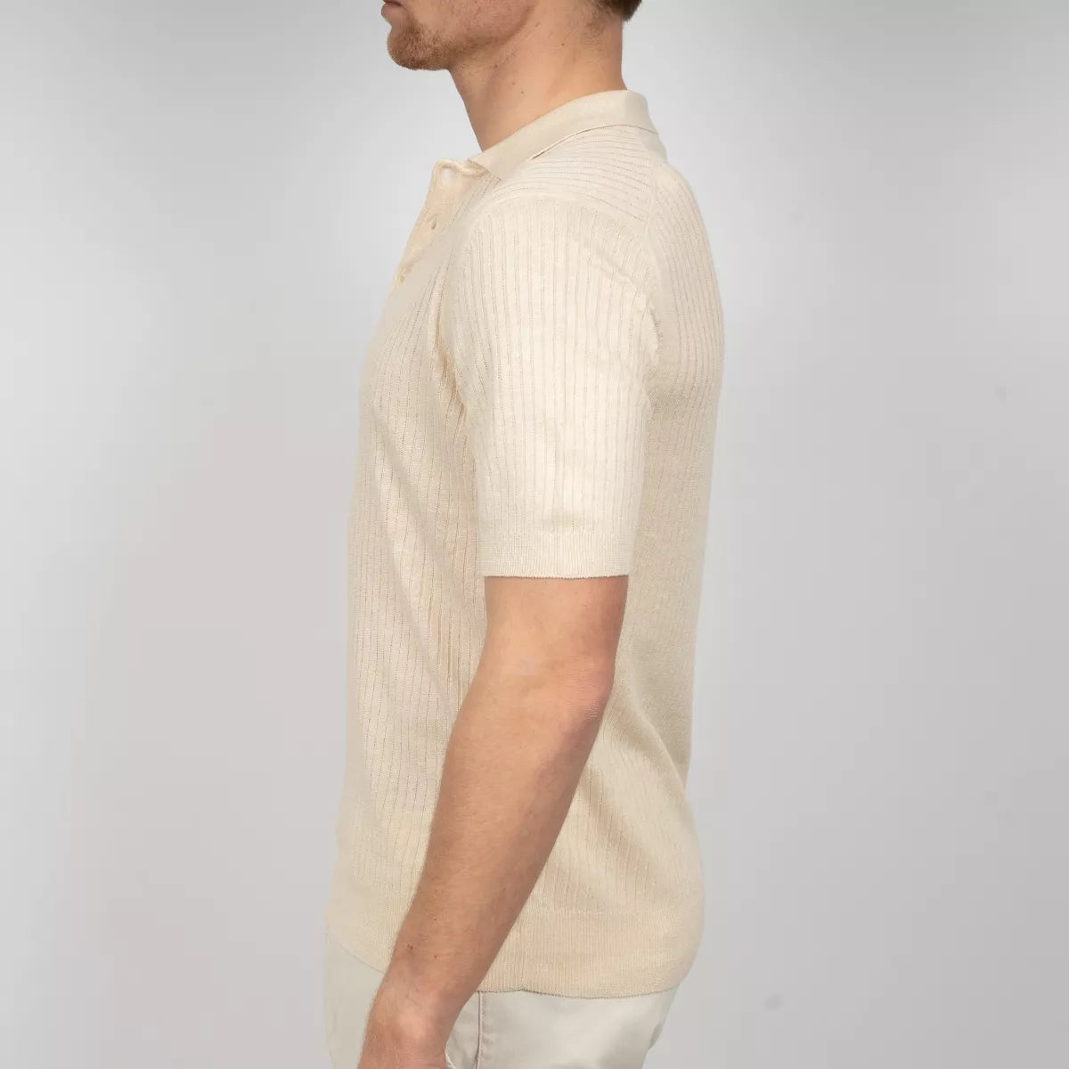 Gran Sasso Polo Ecru | Linen Cotton Knit