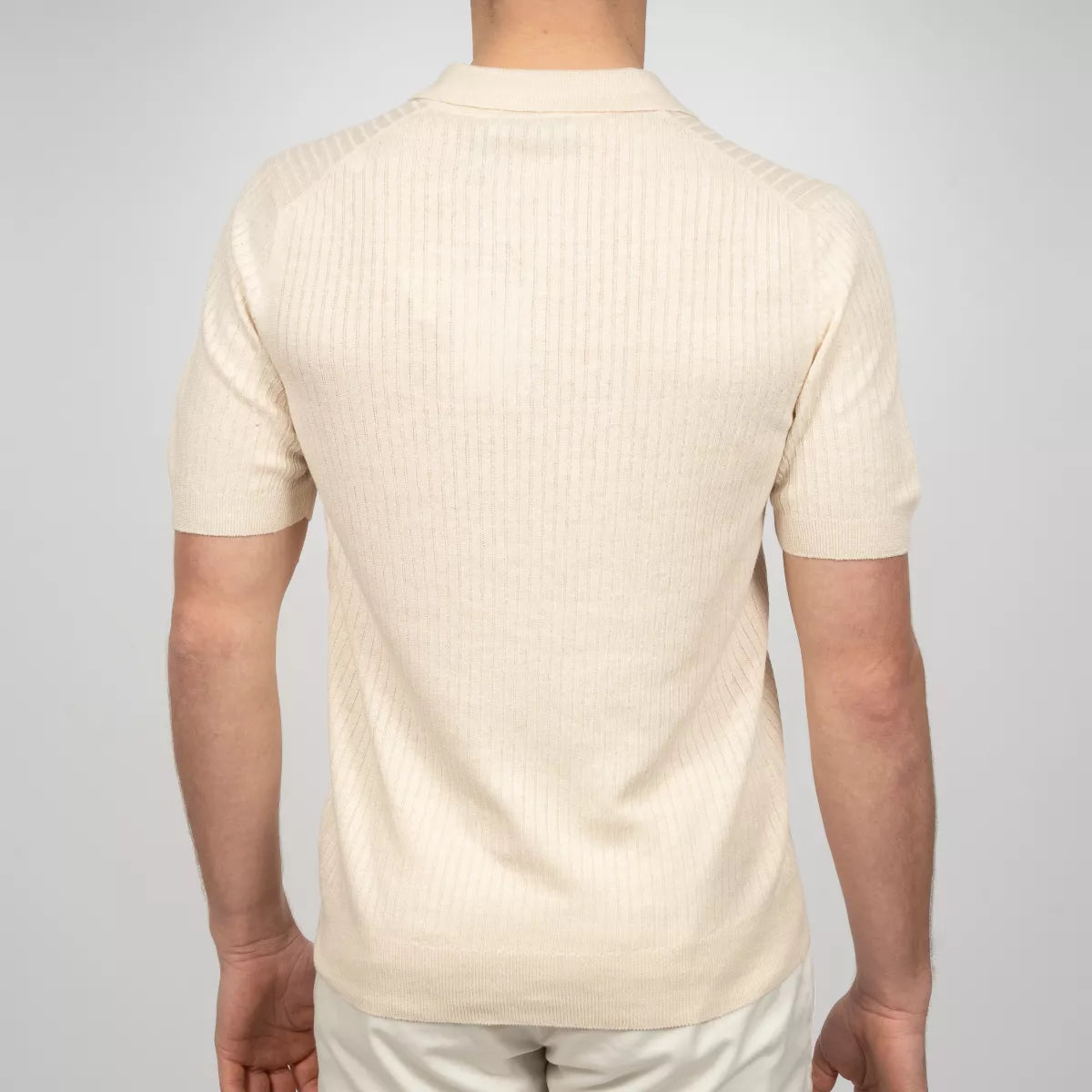 Gran Sasso Polo Ecru | Linen Cotton Knit