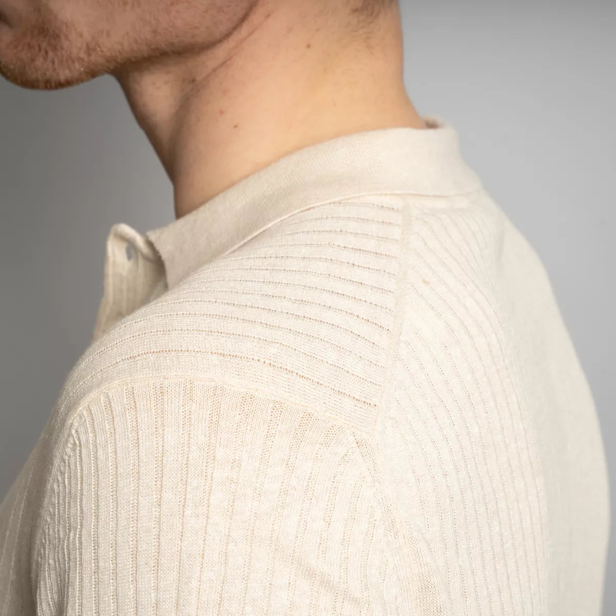 Gran Sasso Polo Ecru | Linen Cotton Knit