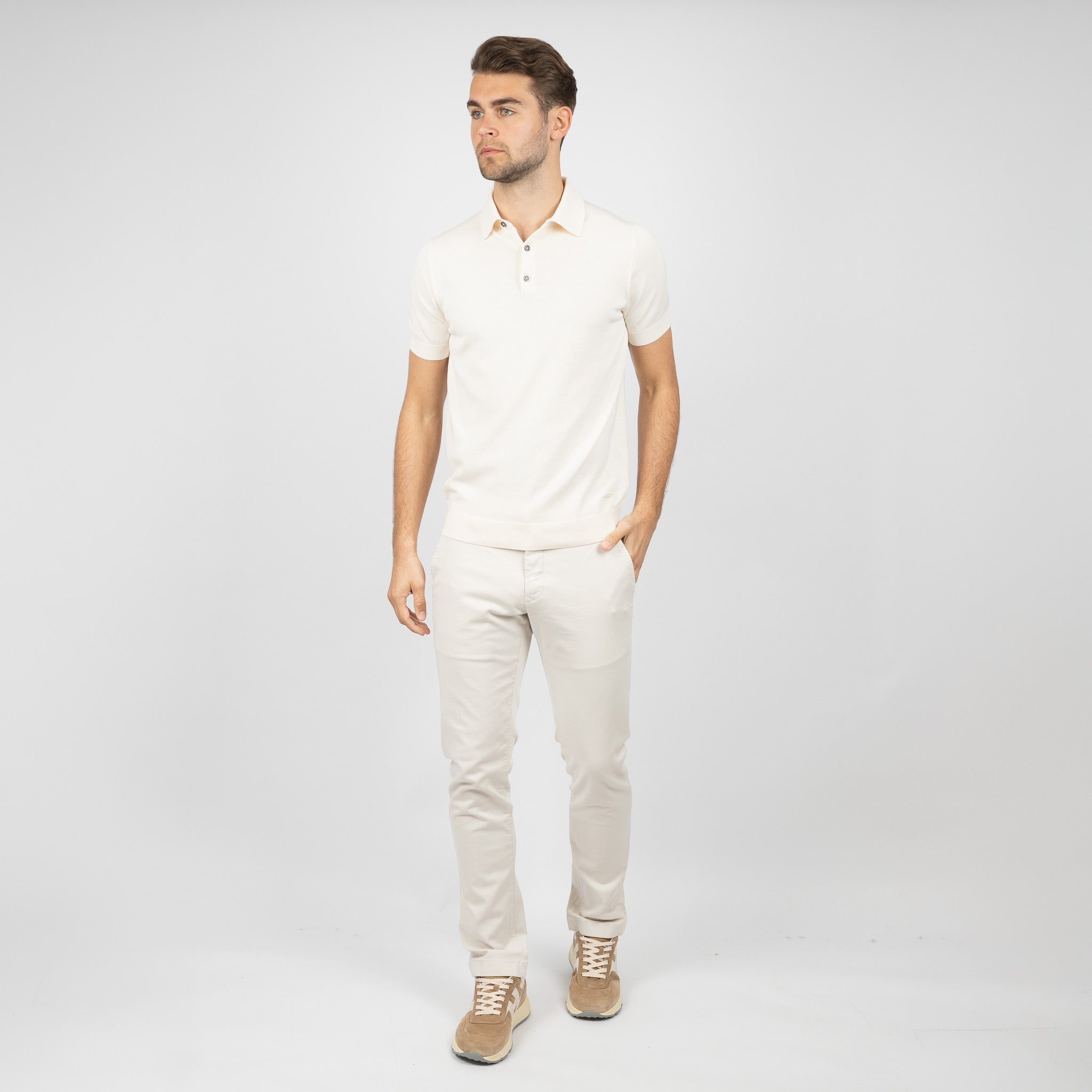 SEVEN DIALS Gebreide Polo Crème | Fillin