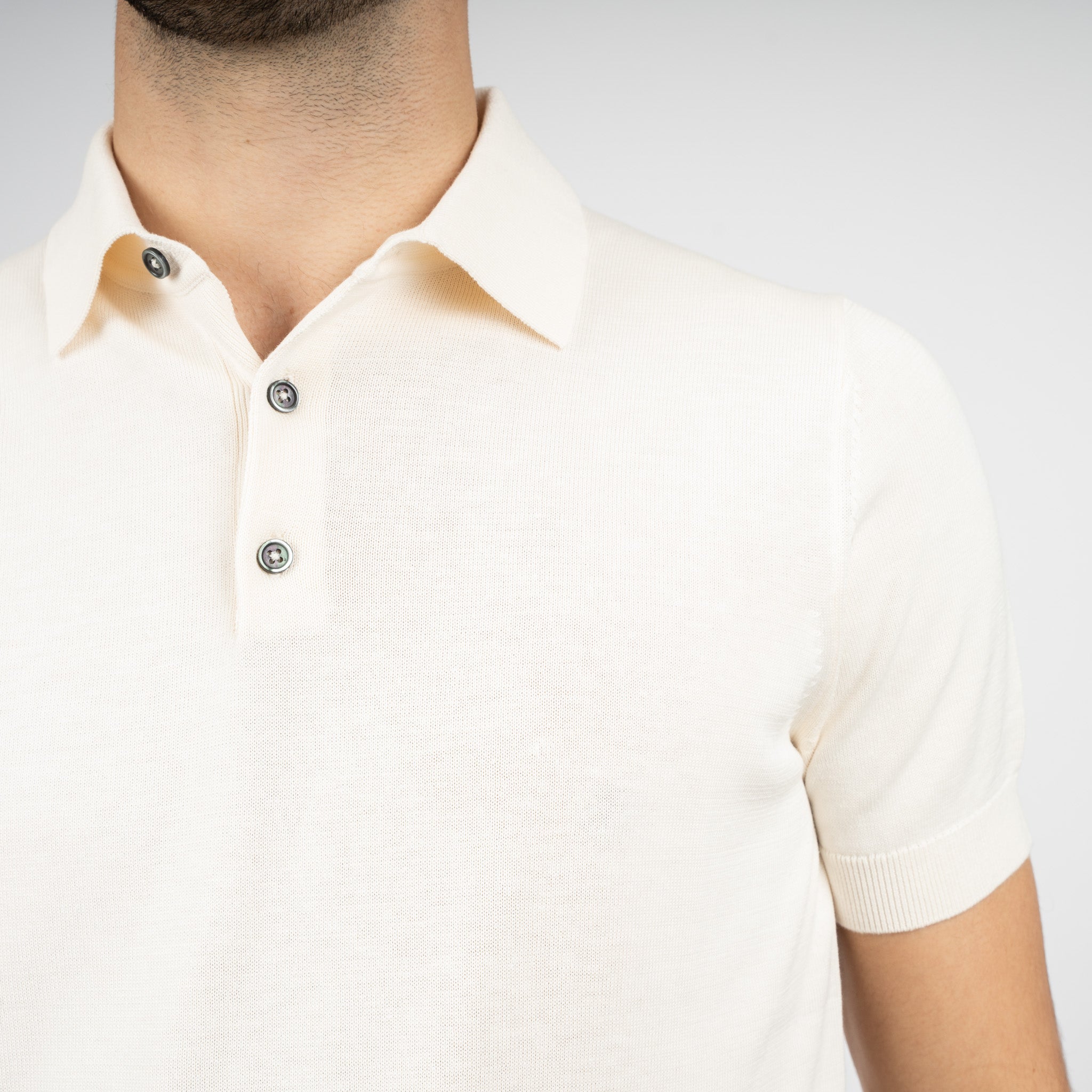 SEVEN DIALS Gebreide Polo Crème | Fillin