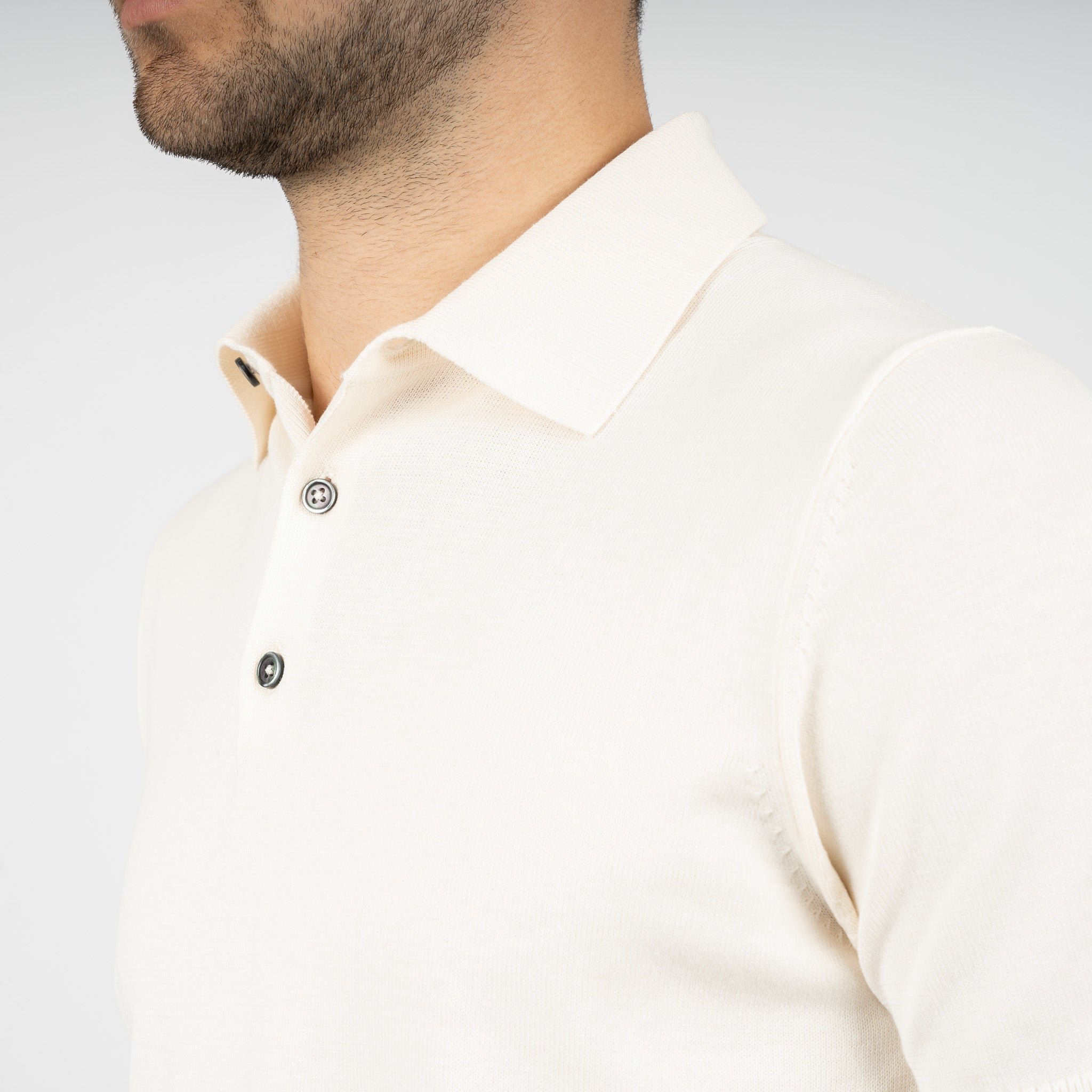 SEVEN DIALS Gebreide Polo Crème | Fillin