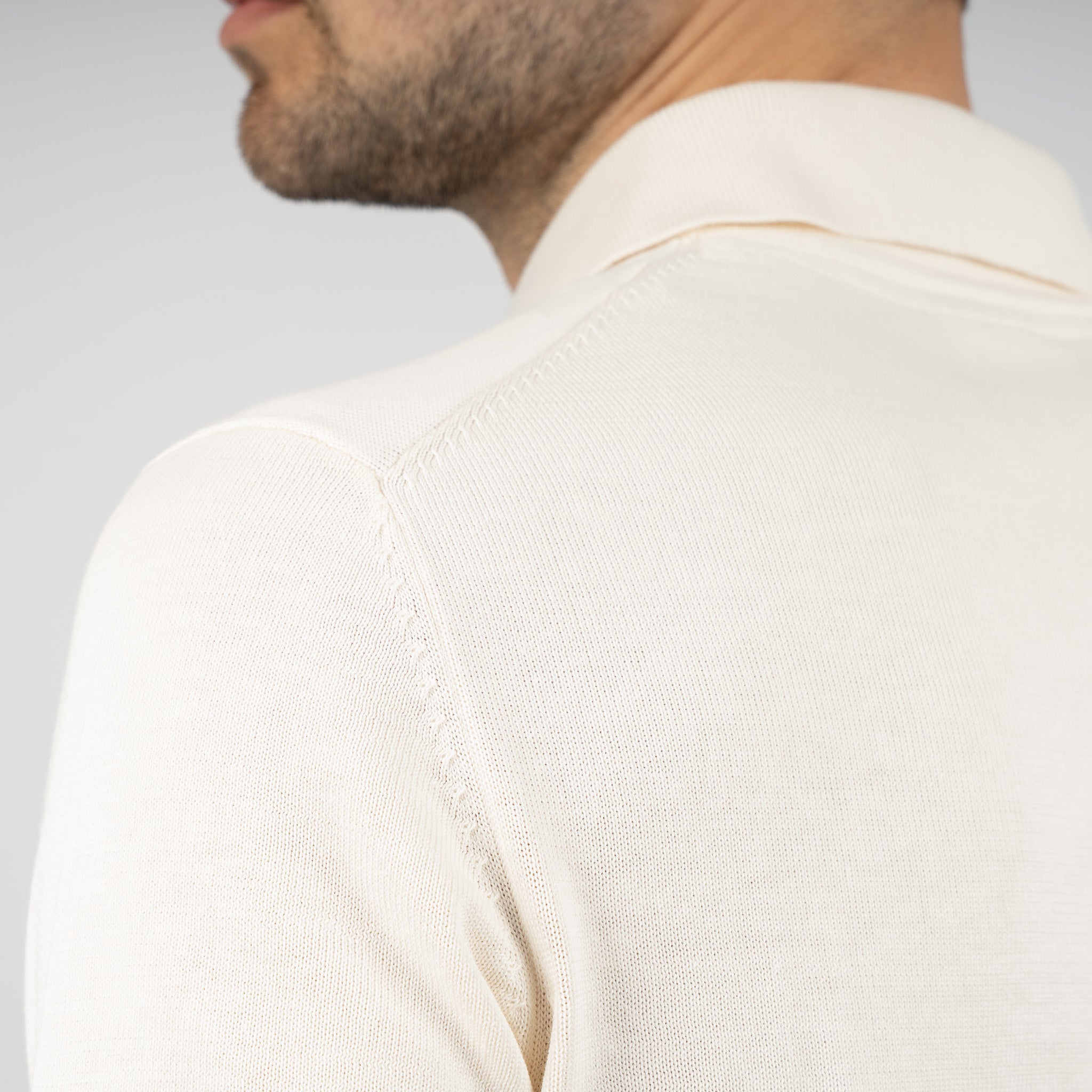 SEVEN DIALS Gebreide Buttonless Polo Crème | Dyche