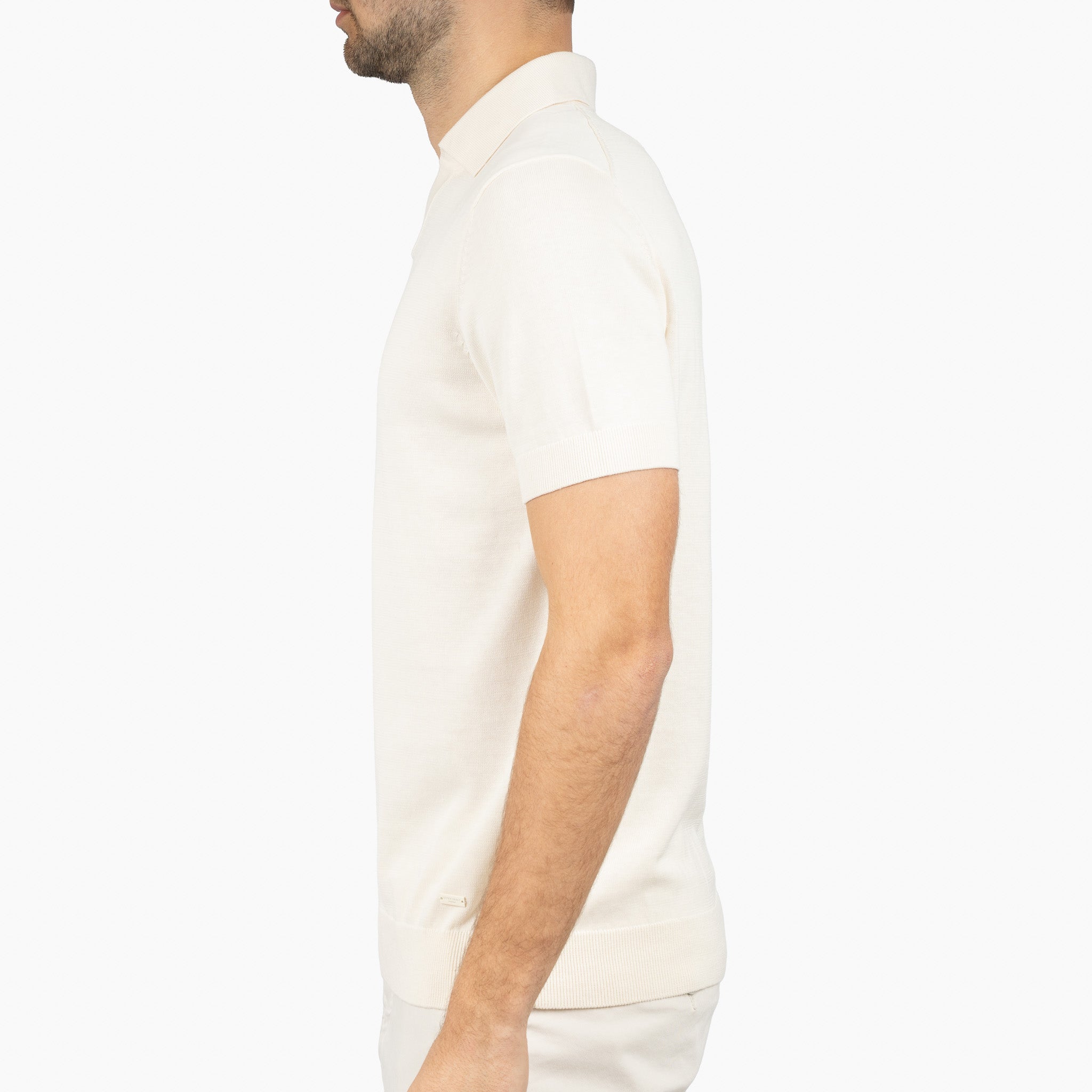 SEVEN DIALS Gebreide Buttonless Polo Crème | Dyche