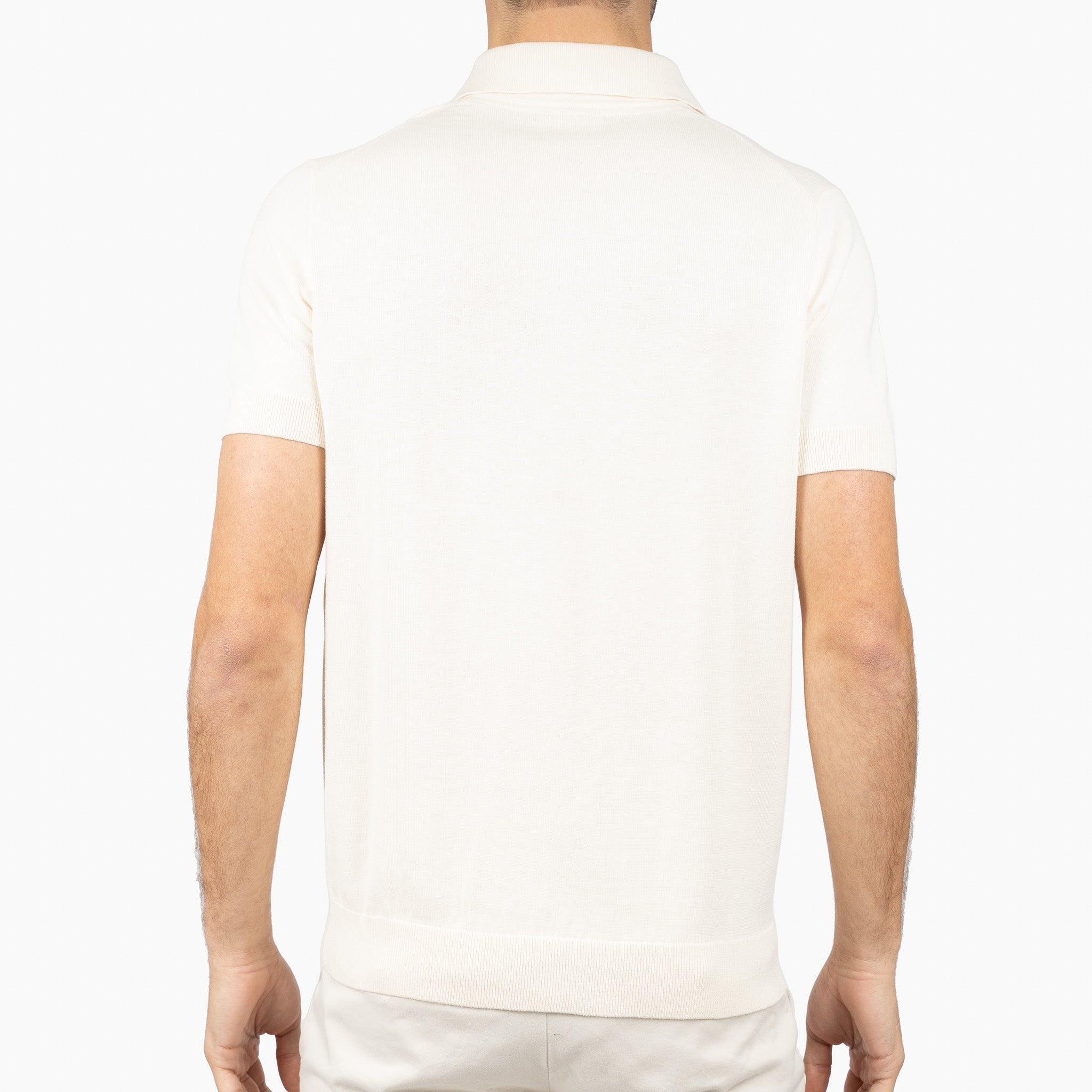 SEVEN DIALS Gebreide Buttonless Polo Crème | Dyche