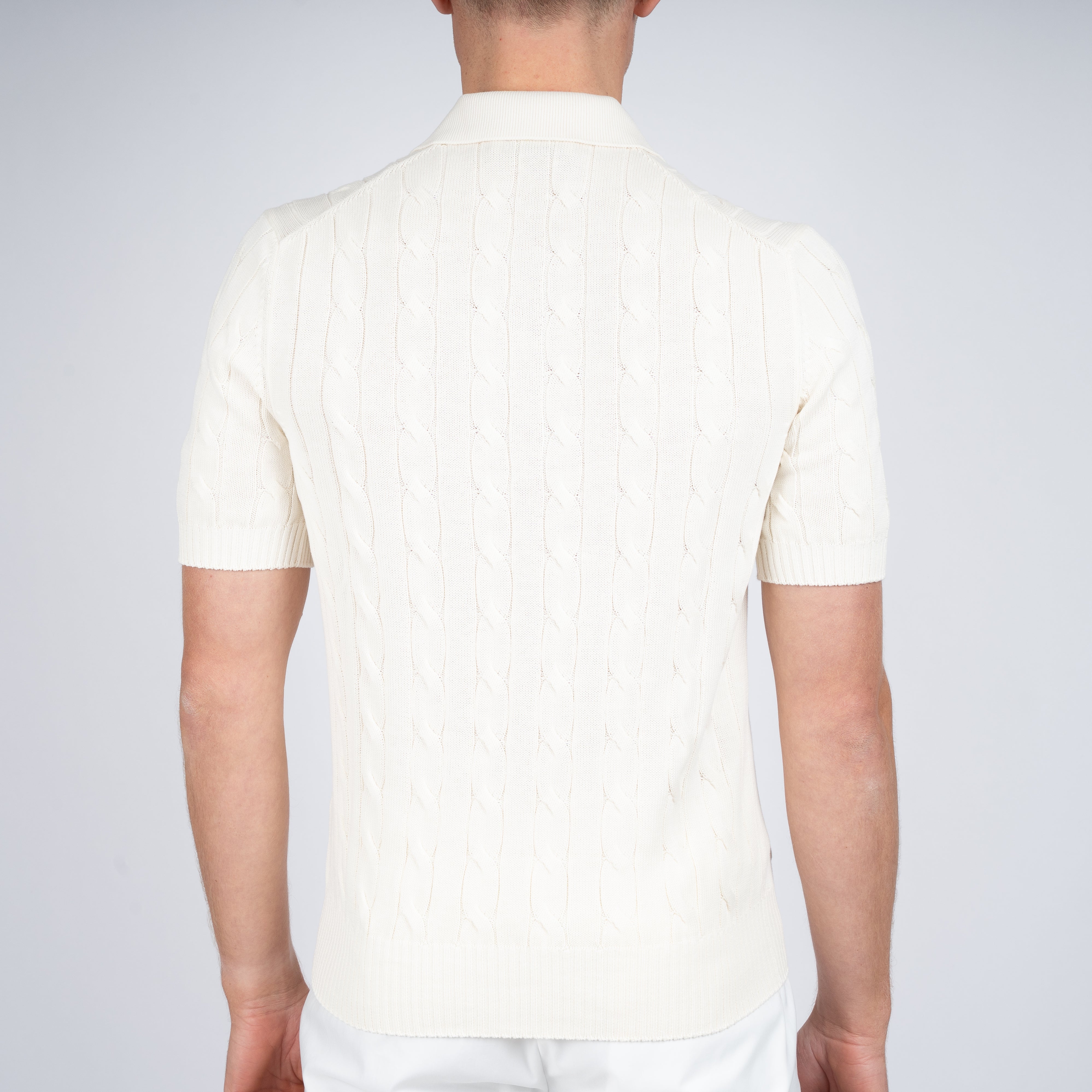 Gran Sasso Gebreide Kabel Polo Crème | Egyptian Cotton