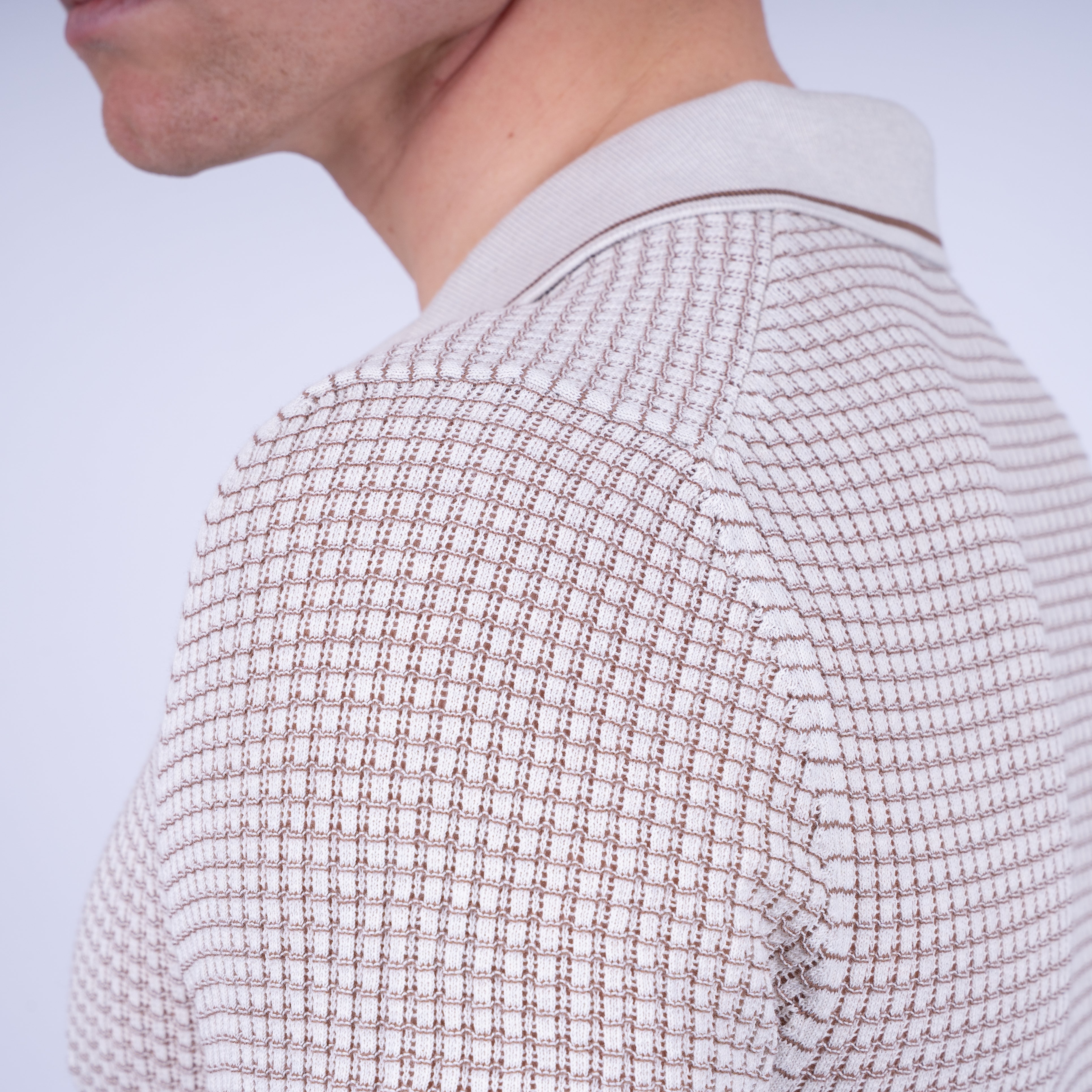 Gran Sasso Buttonless Polo Crème | Bicolor Fresh Cotton