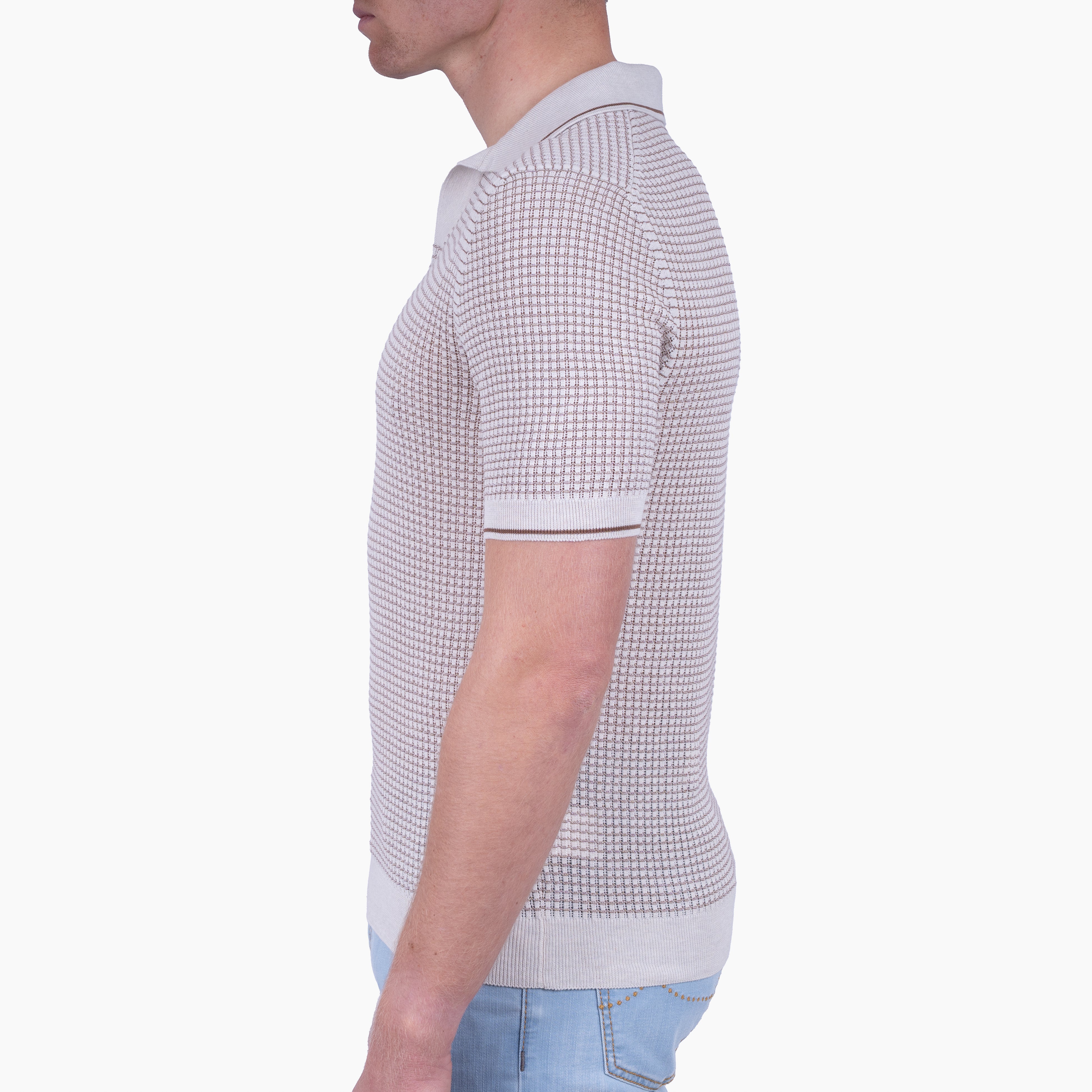 Gran Sasso Buttonless Polo Crème | Bicolor Fresh Cotton
