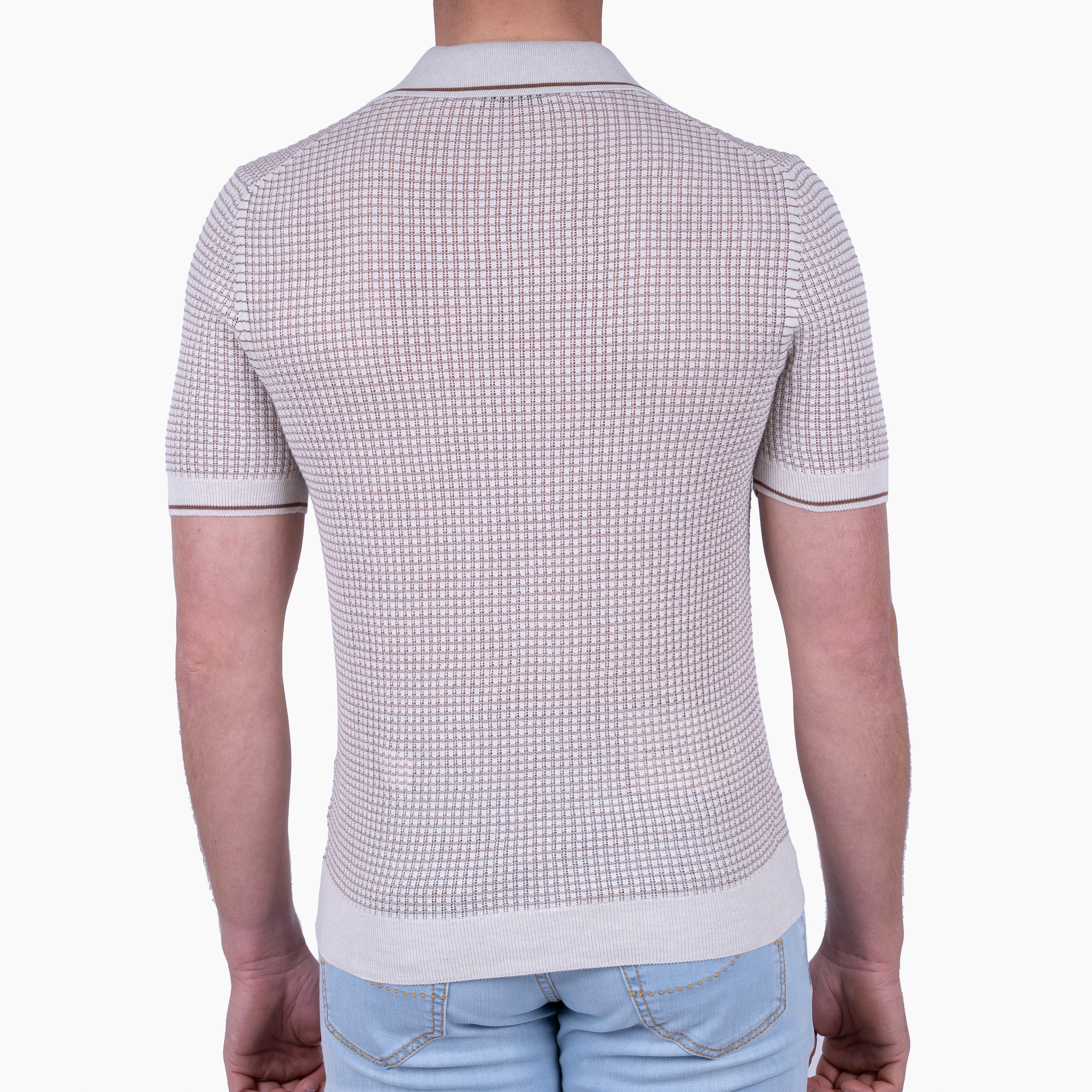 Gran Sasso Buttonless Polo Crème | Bicolor Fresh Cotton