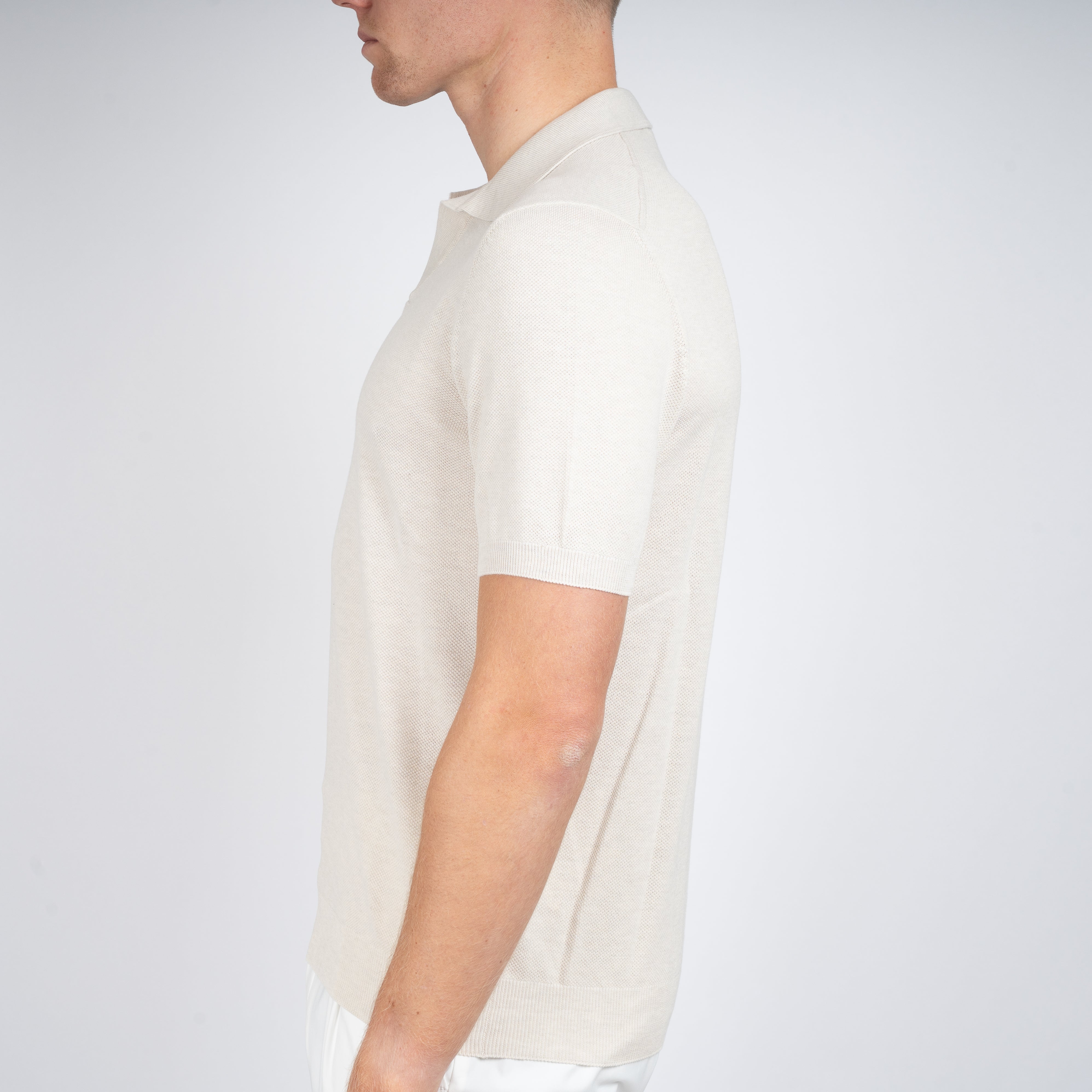 Gran Sasso Polo Buttonless Kraag Off-White | Fresh Cotton