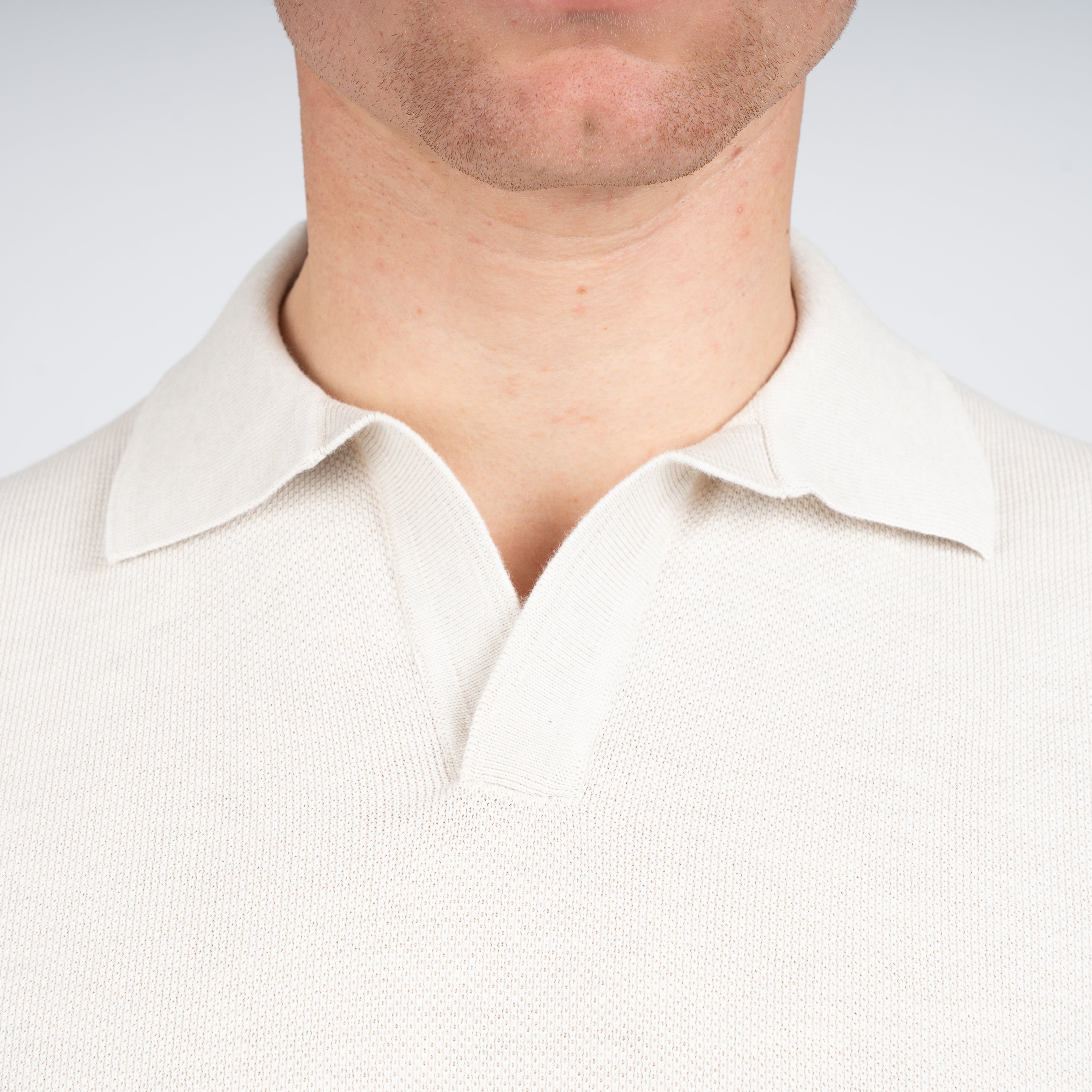 Gran Sasso Polo Buttonless Kraag Off-White | Fresh Cotton
