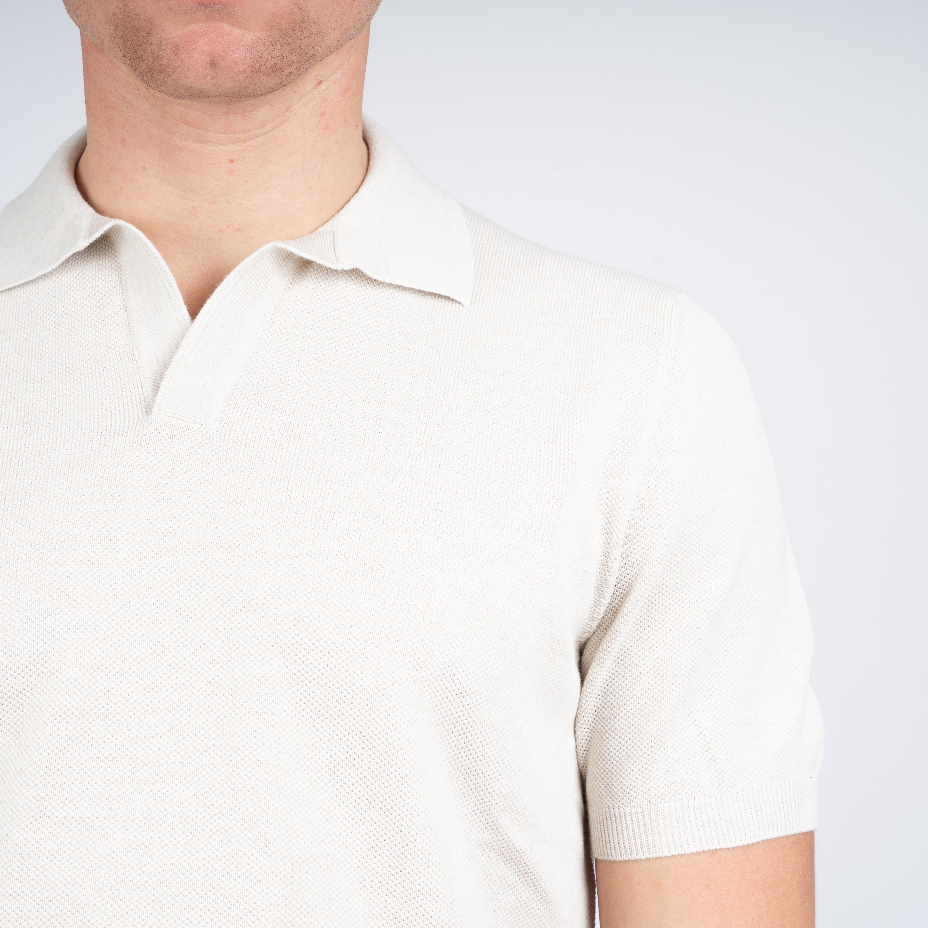 Gran Sasso Polo Buttonless Kraag Off-White | Fresh Cotton