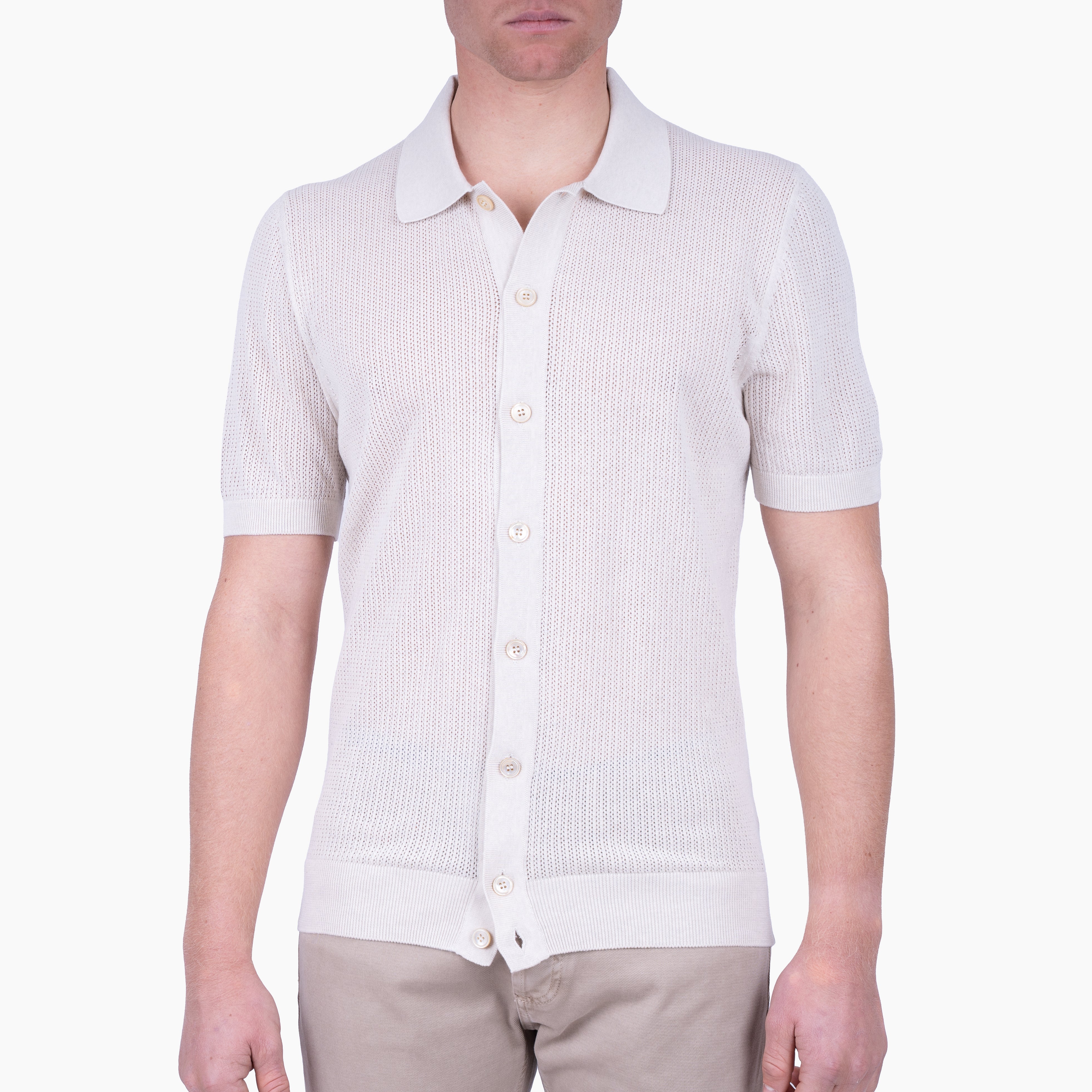 Gran Sasso Doorknoop Polo Off-White | Fresh Cotton
