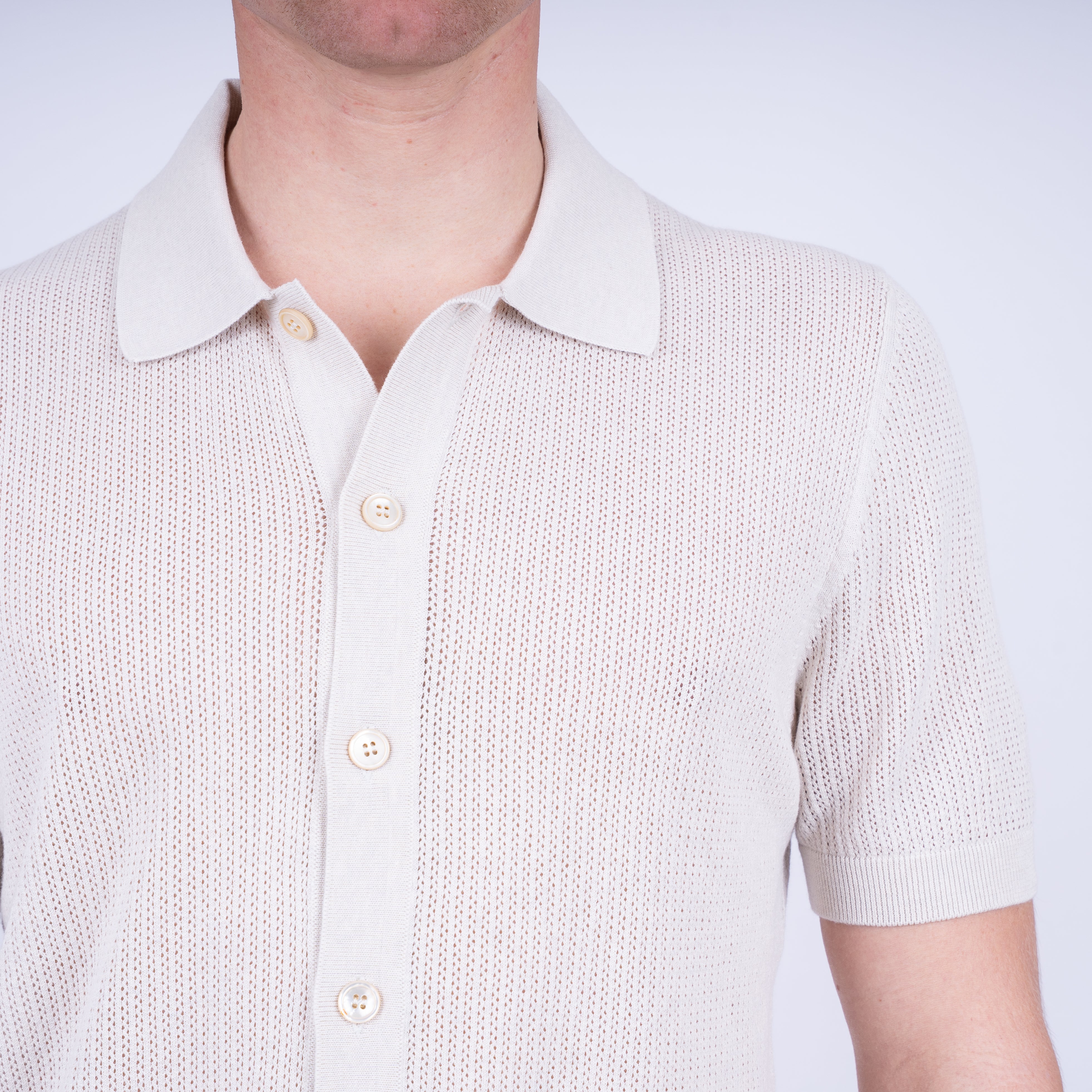 Gran Sasso Doorknoop Polo Off-White | Fresh Cotton