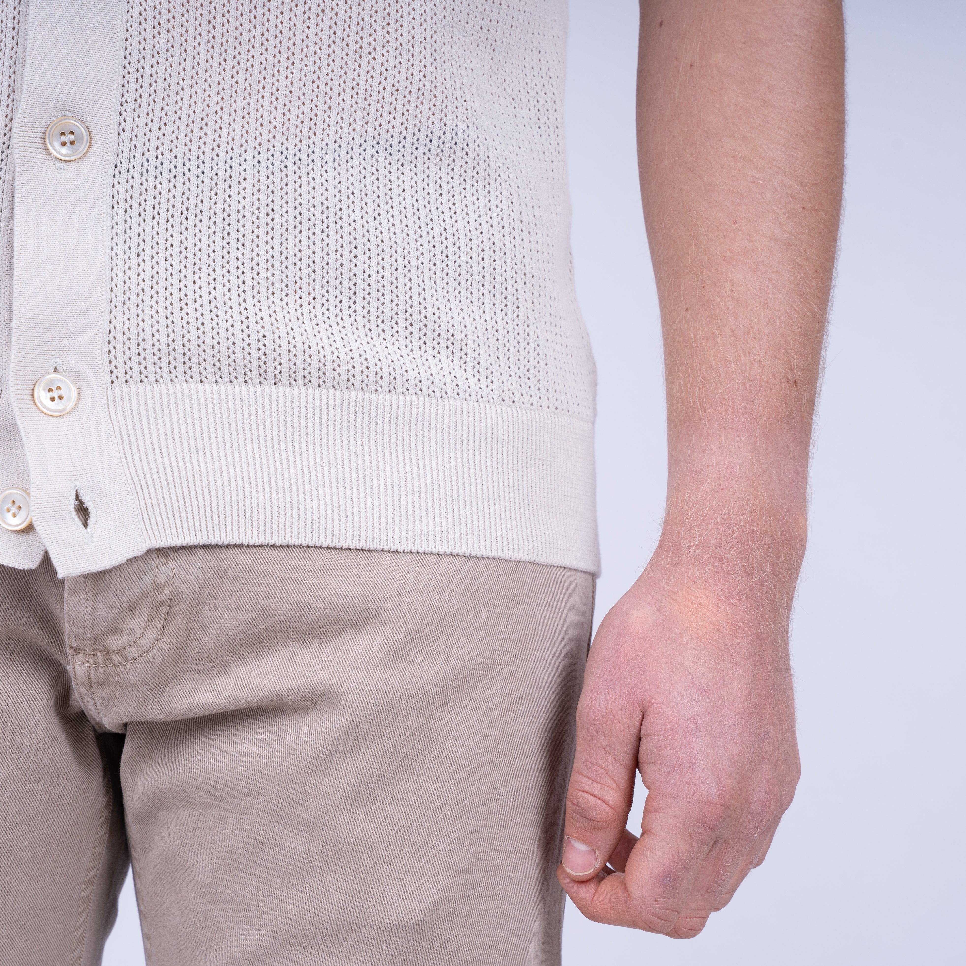 Gran Sasso Doorknoop Polo Off-White | Fresh Cotton