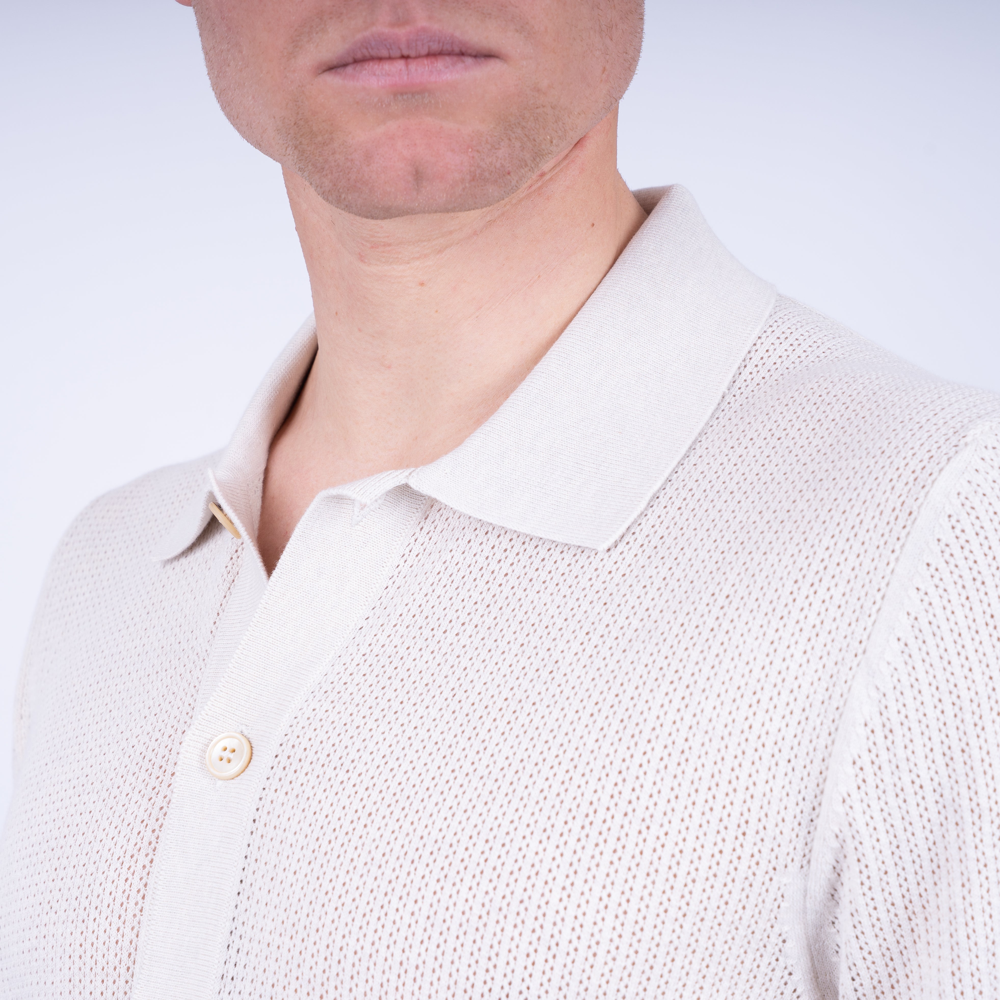 Gran Sasso - Doorknoop Polo Off-White | Fresh Cotton