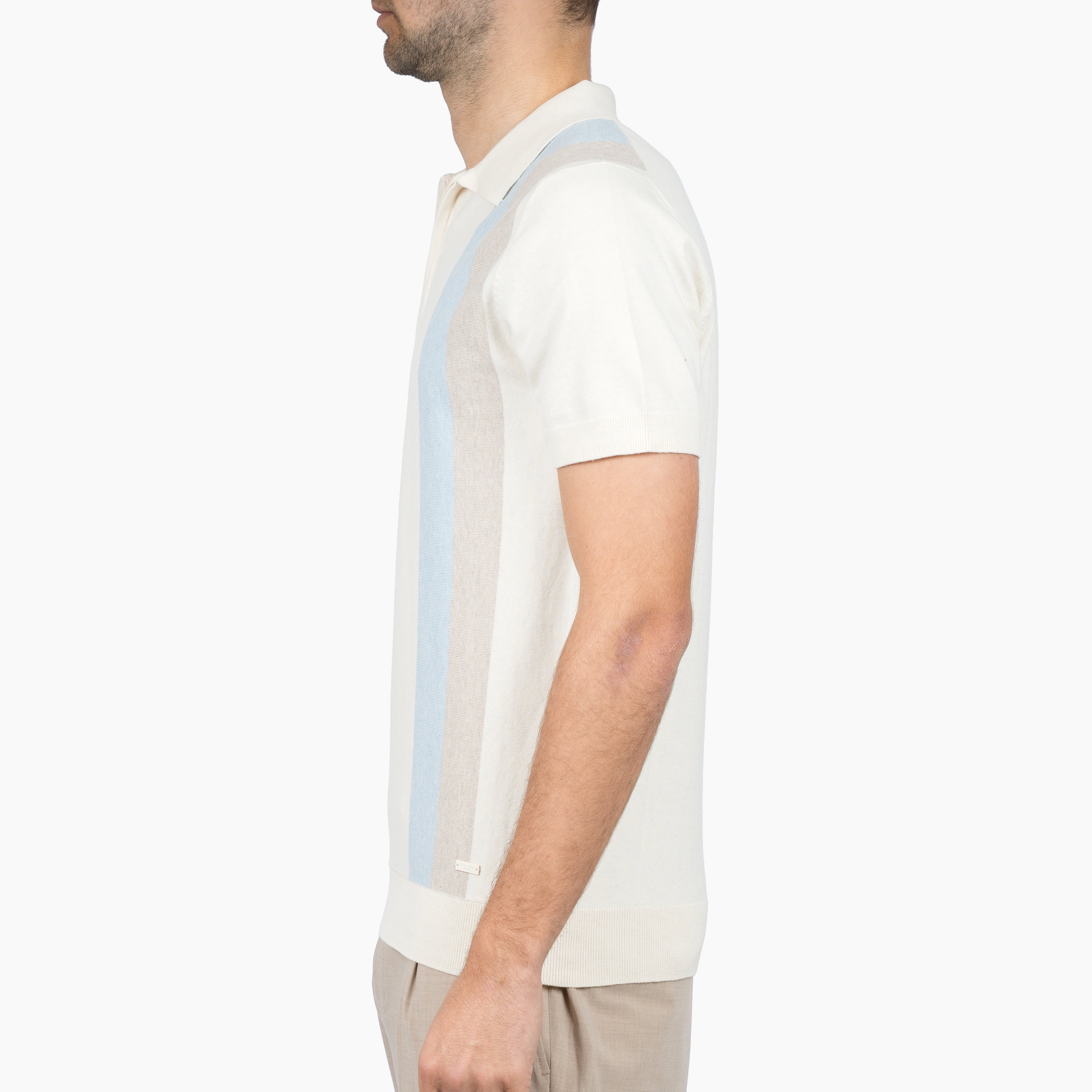 SEVEN DIALS Polo met Rits Creme / Lichtblauw | Fry