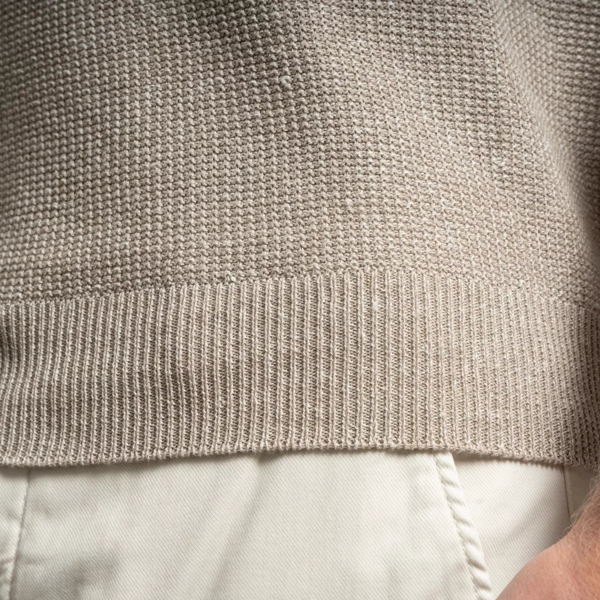 Gran Sasso Polo Beige | Rice Stitch Skipper Polo