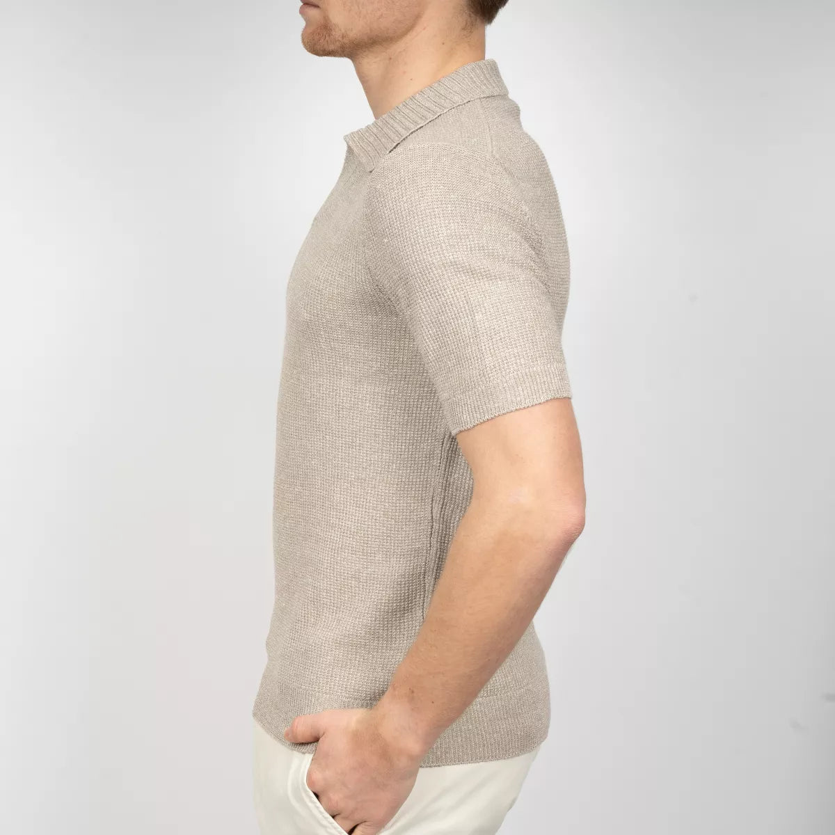 Gran Sasso Polo Beige | Rice Stitch Skipper Polo