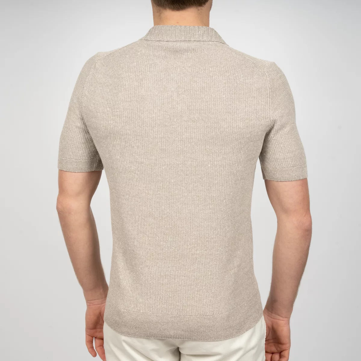 Gran Sasso Polo Beige | Rice Stitch Skipper Polo