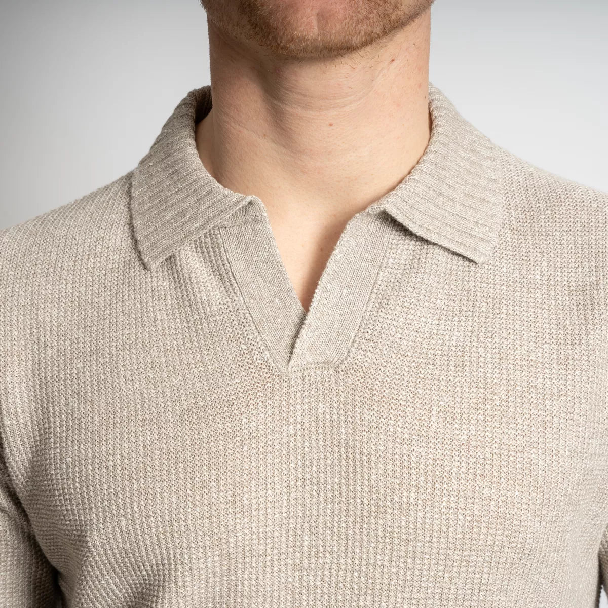 Gran Sasso Polo Beige | Rice Stitch Skipper Polo