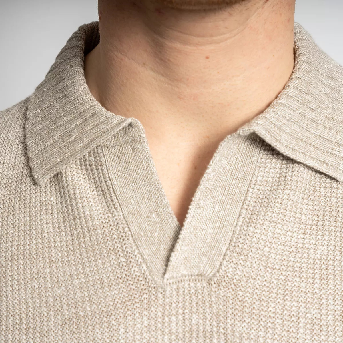 Gran Sasso Polo Beige | Rice Stitch Skipper Polo