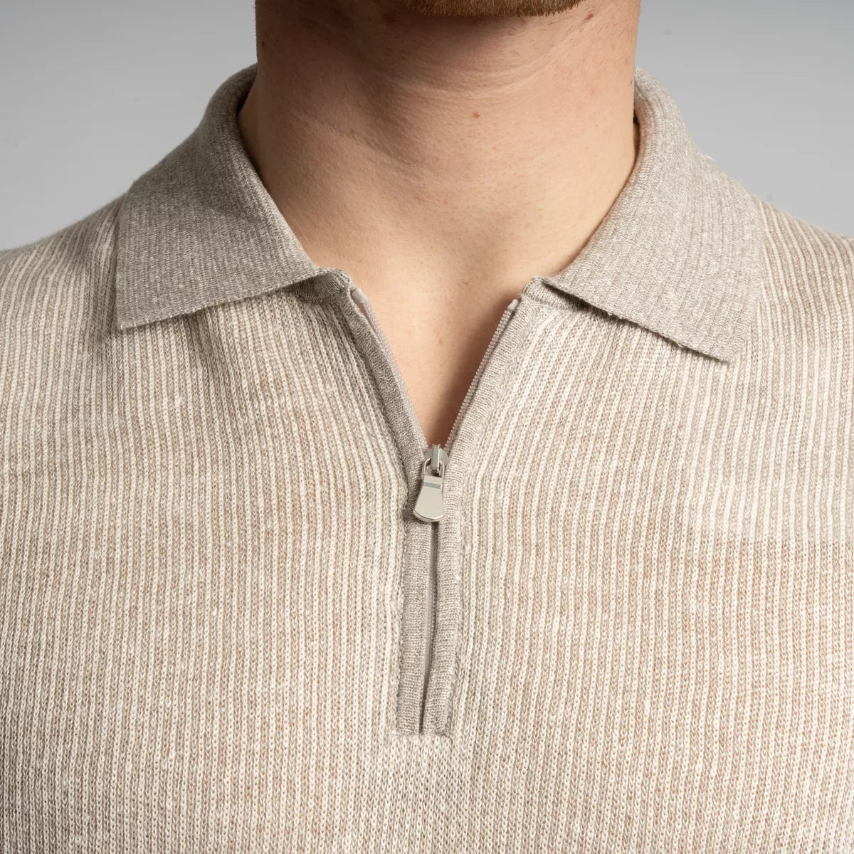 Gran Sasso Polo met Rits Beige | Linnen & Cotton