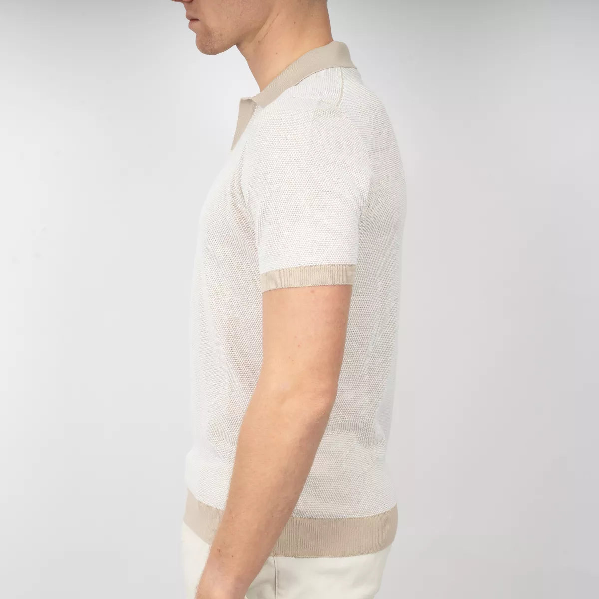 Gran Sasso Polo Off-White met Beige