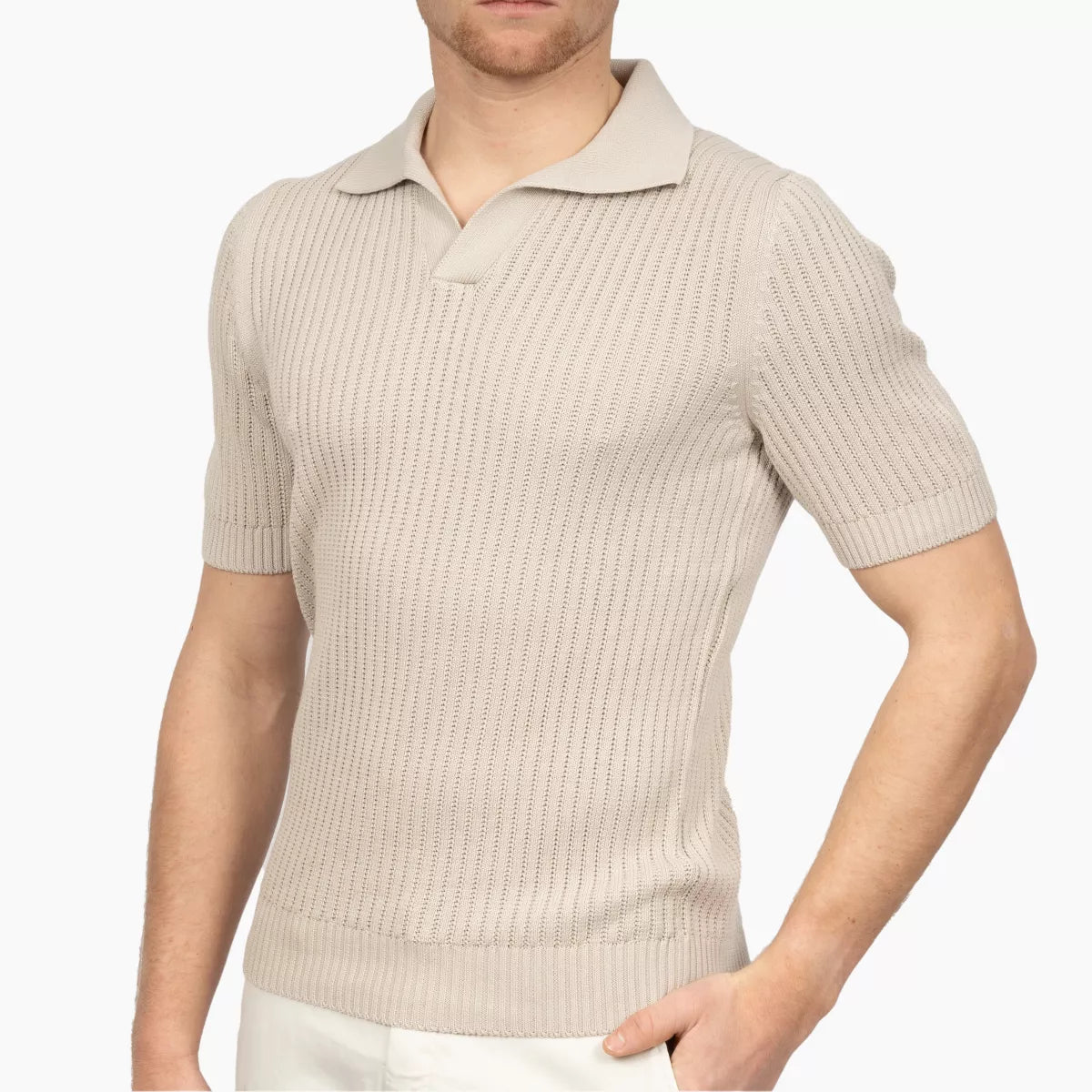 Gran Sasso Polo zonder knopen Beige | Skipper Polo