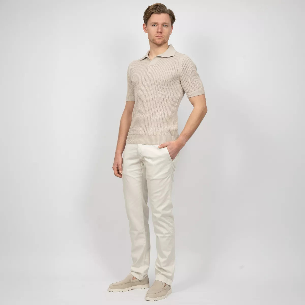 Gran Sasso Polo zonder knopen Beige | Skipper Polo