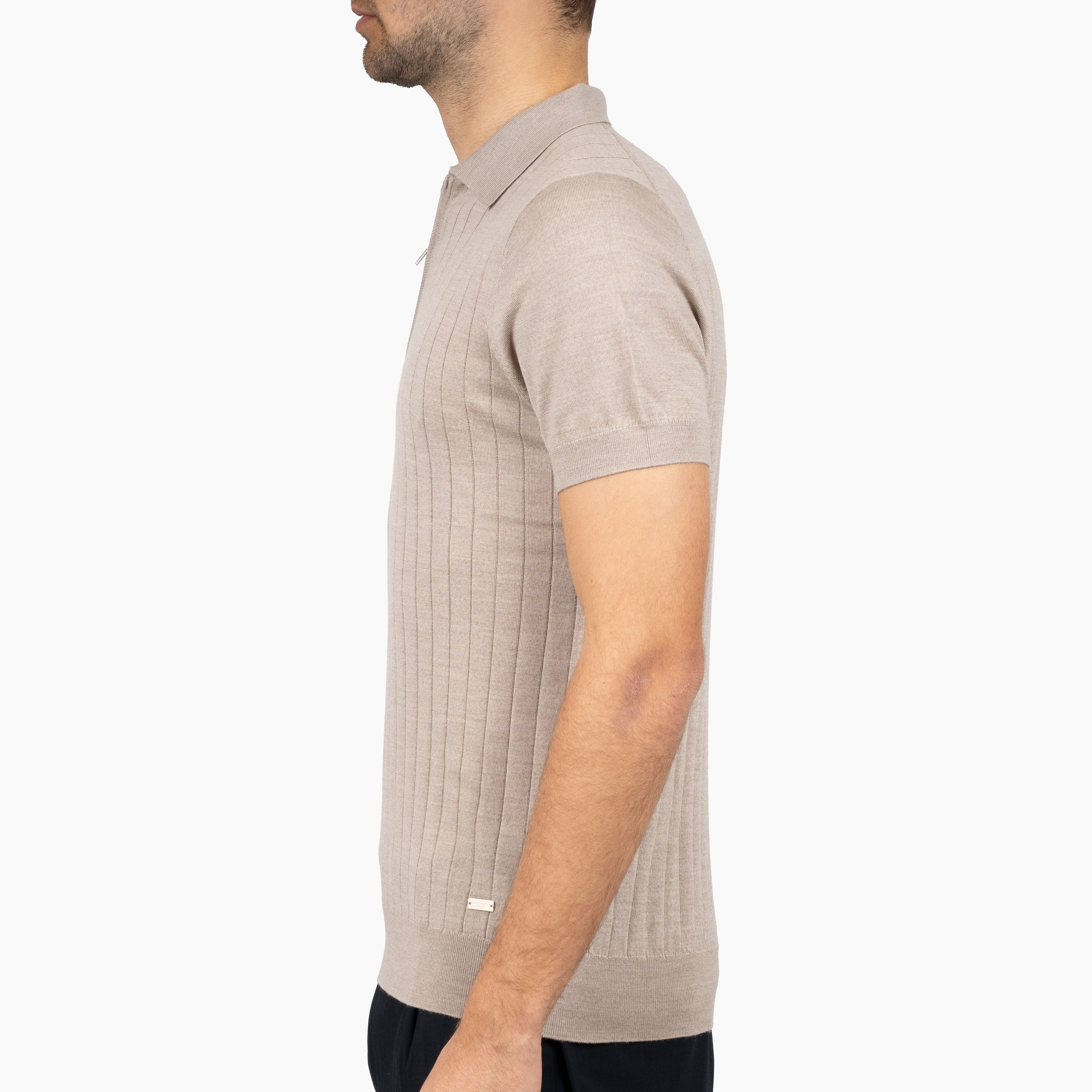 SEVEN DIALS Gebreide Polo met Rits Beige | Brentt