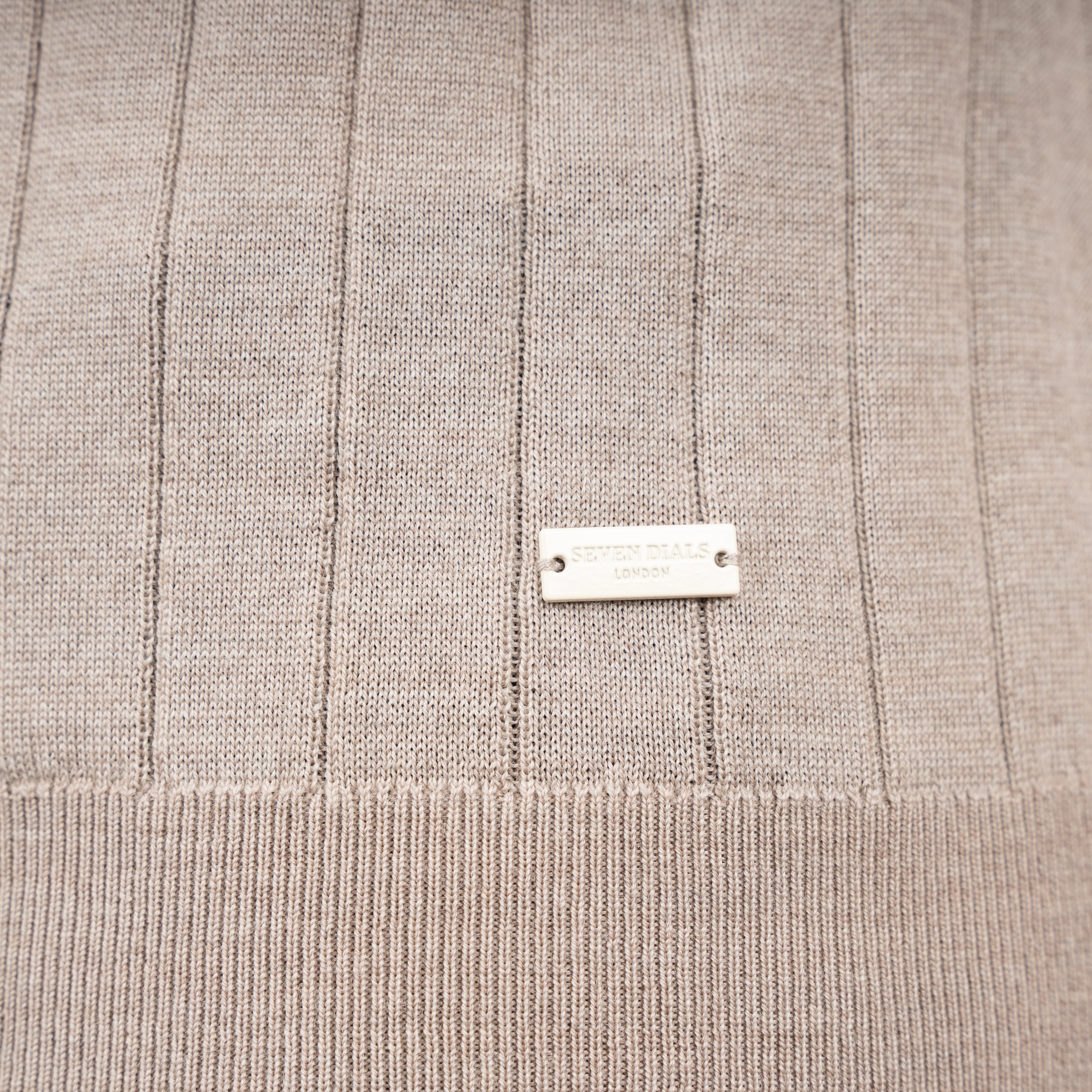 SEVEN DIALS Gebreide Polo met Rits Beige | Brentt