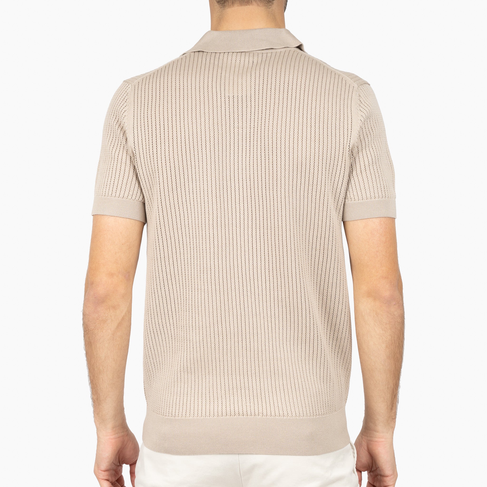 SEVEN DIALS Gebreide Buttonless Polo Zand | Bennet