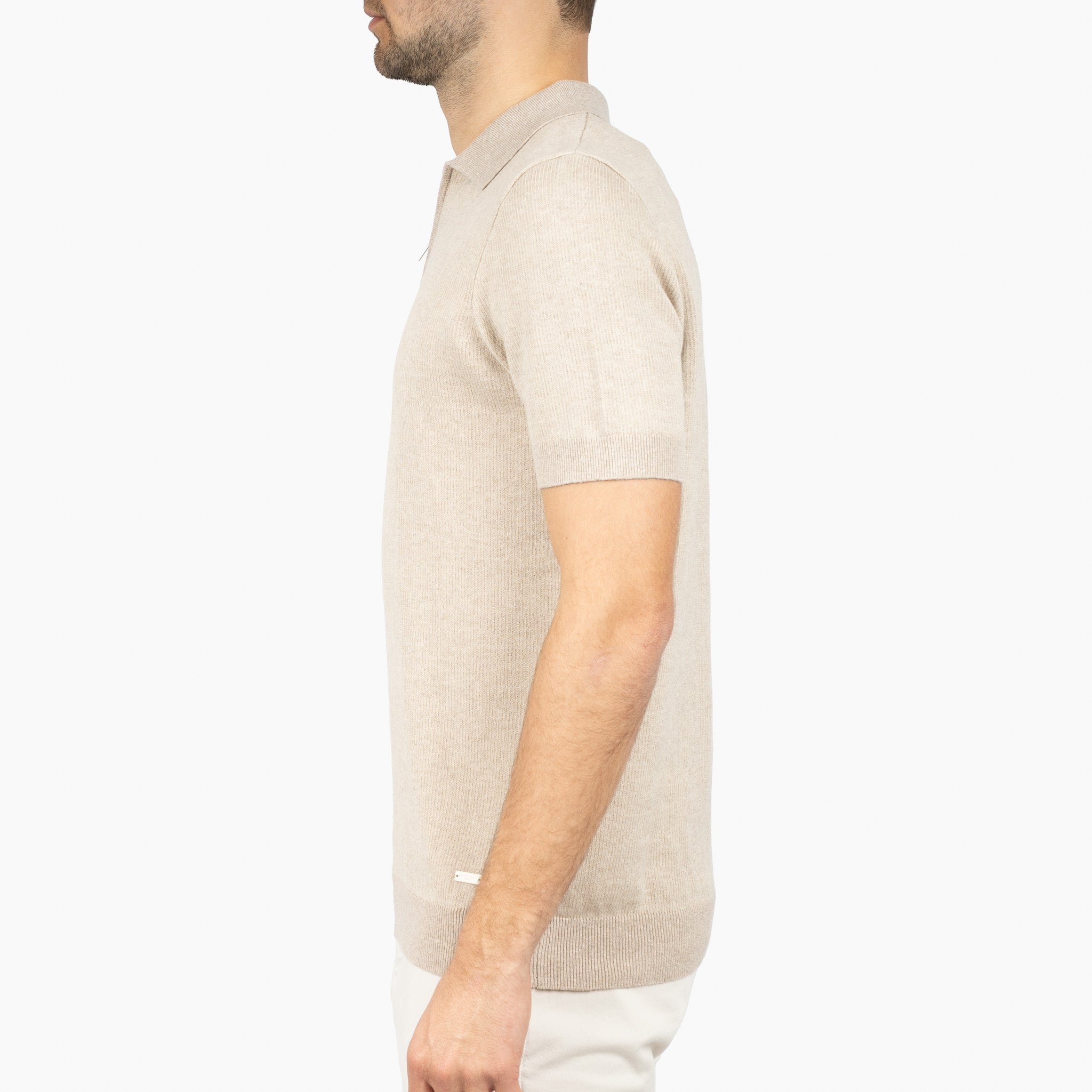 SEVEN DIALS Gebreide Polo met Rits Beige | Desmond