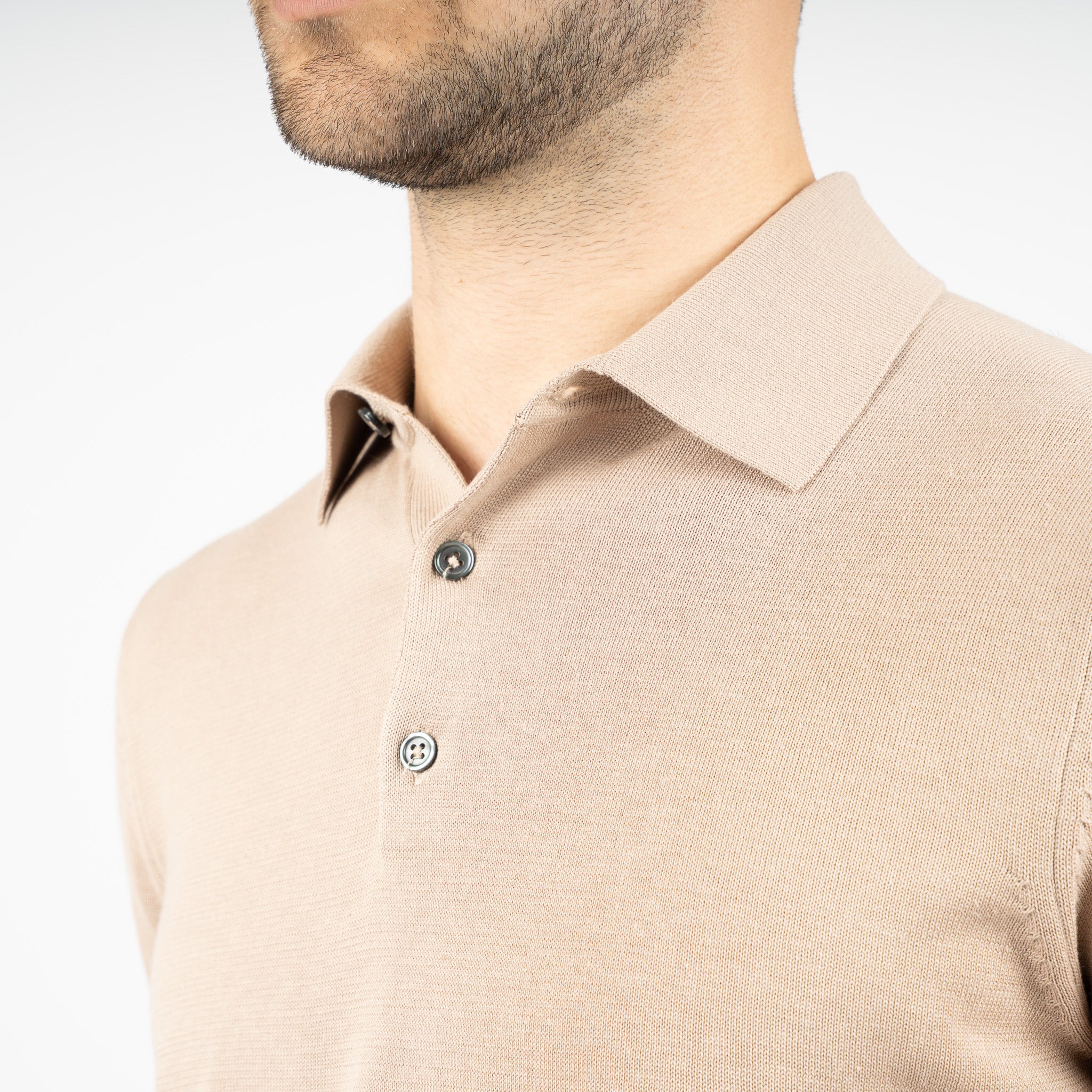 SEVEN DIALS Gebreide Polo Zand | Fillin