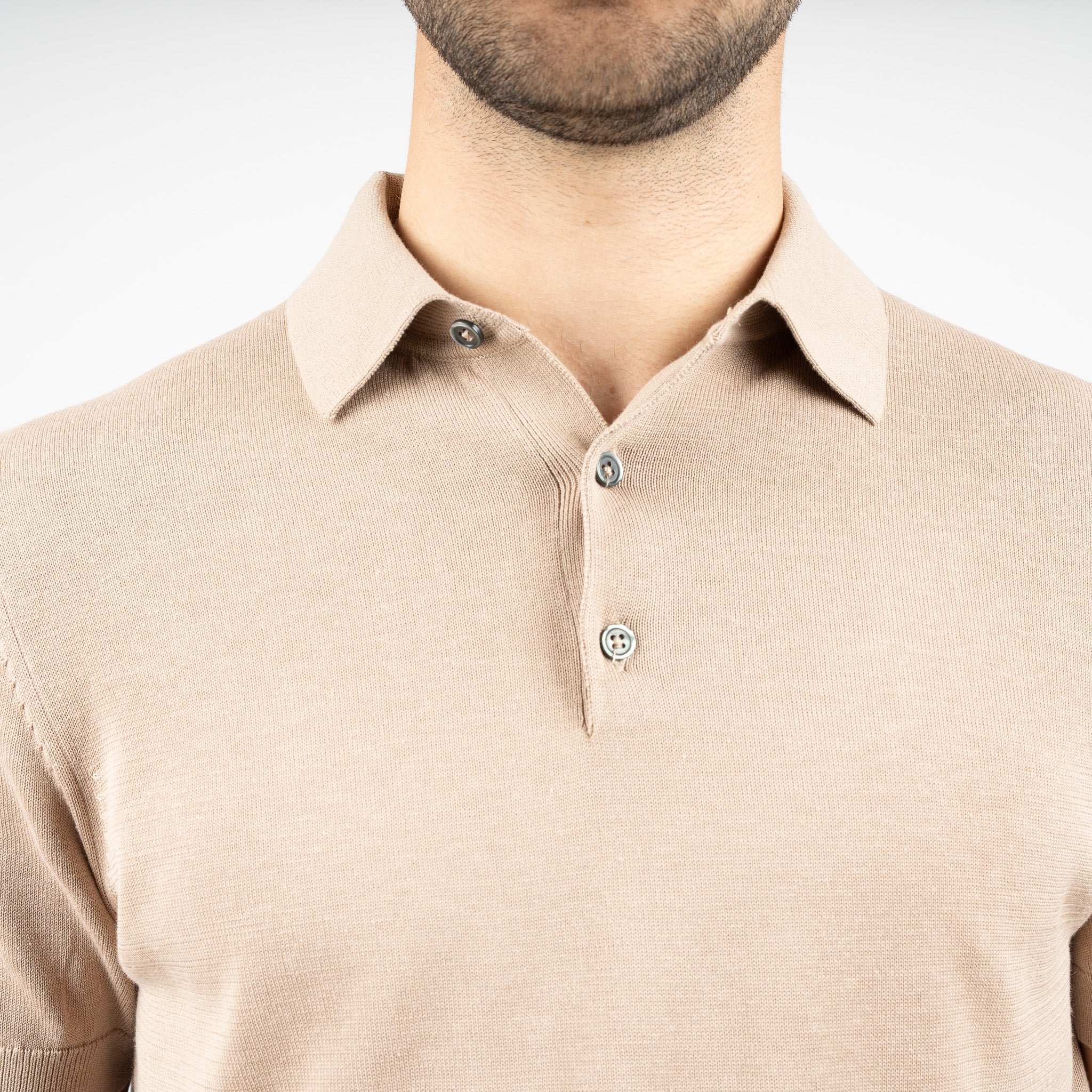 SEVEN DIALS Gebreide Polo Zand | Fillin