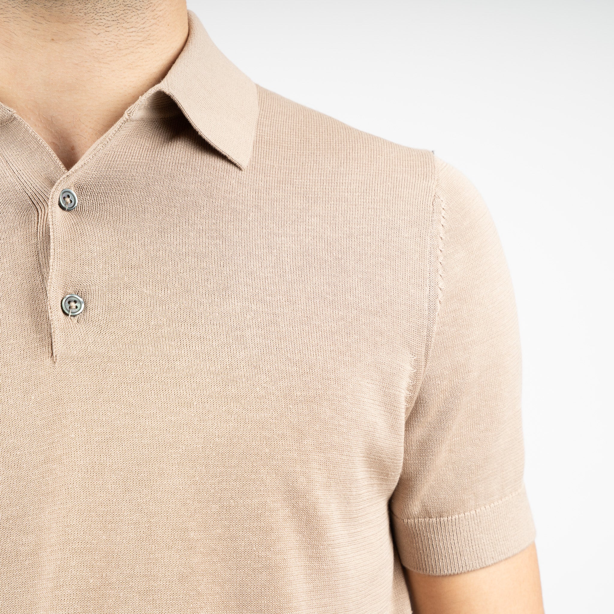 SEVEN DIALS Gebreide Polo Zand | Fillin